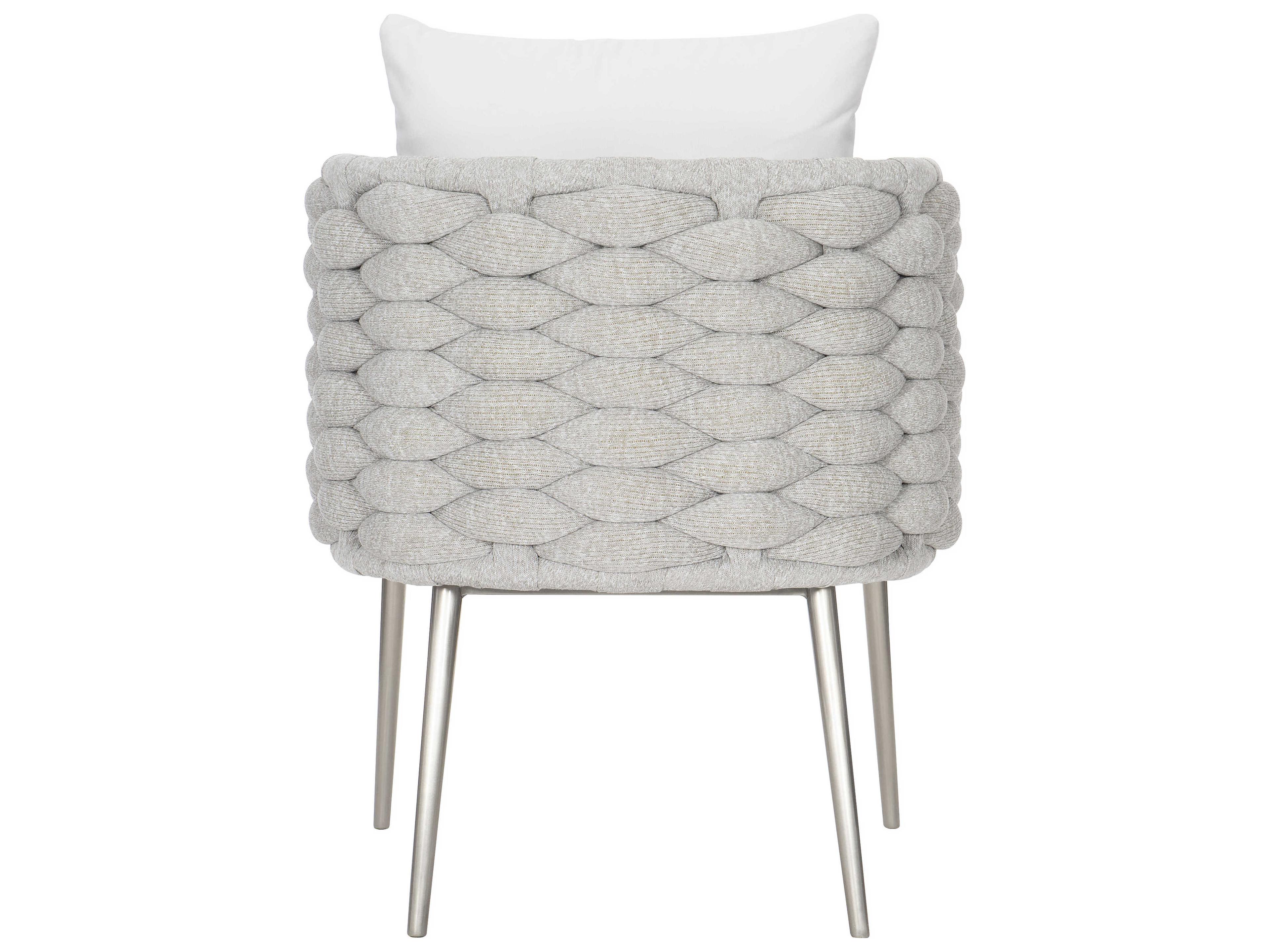 Bernhardt Exteriors Silver Mist Santa Cruz Arm Outdoor Dining Chair with Nordic Grey Cushion