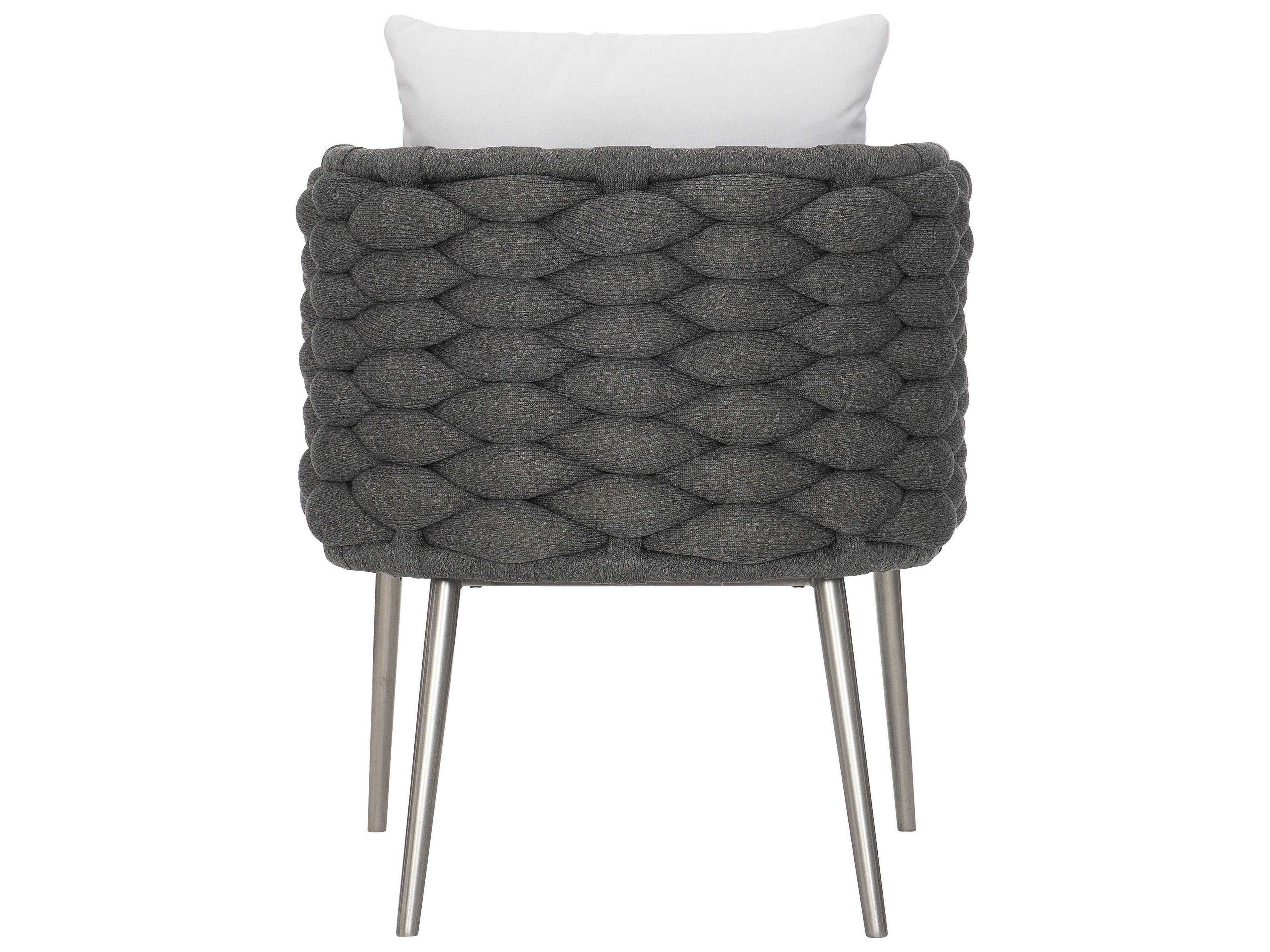 Bernhardt Exteriors Cadet Gray / Silver Mist Santa Cruz Arm Outdoor Patio Dining Chair with Cushion