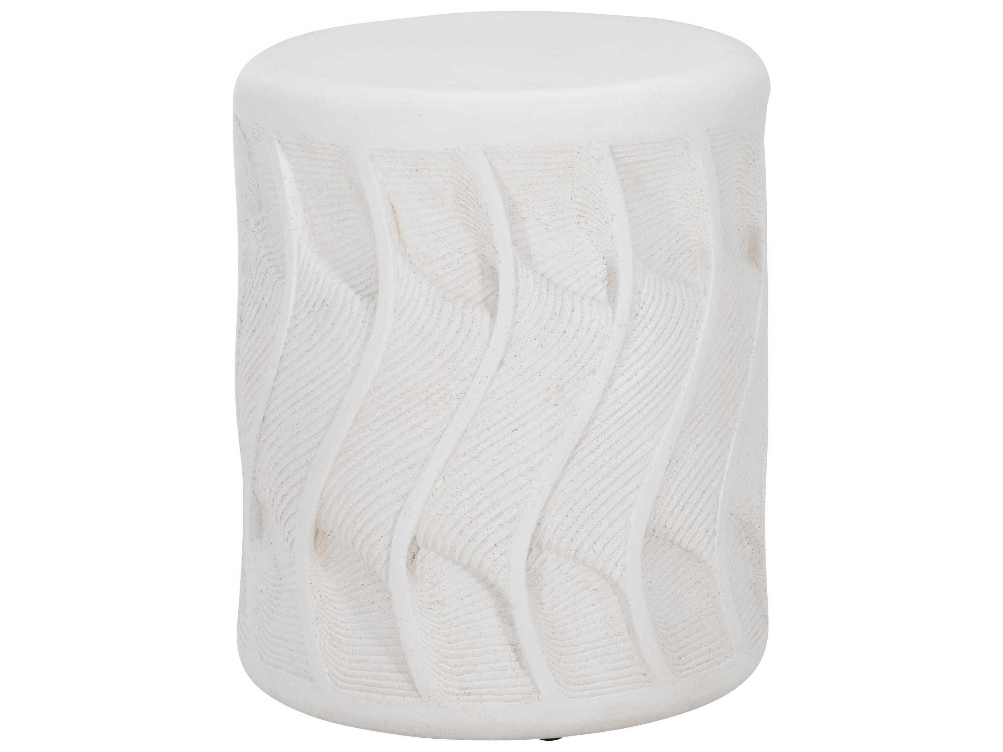 Bernhardt Exteriors Coquille White Round Outdoor End Table
