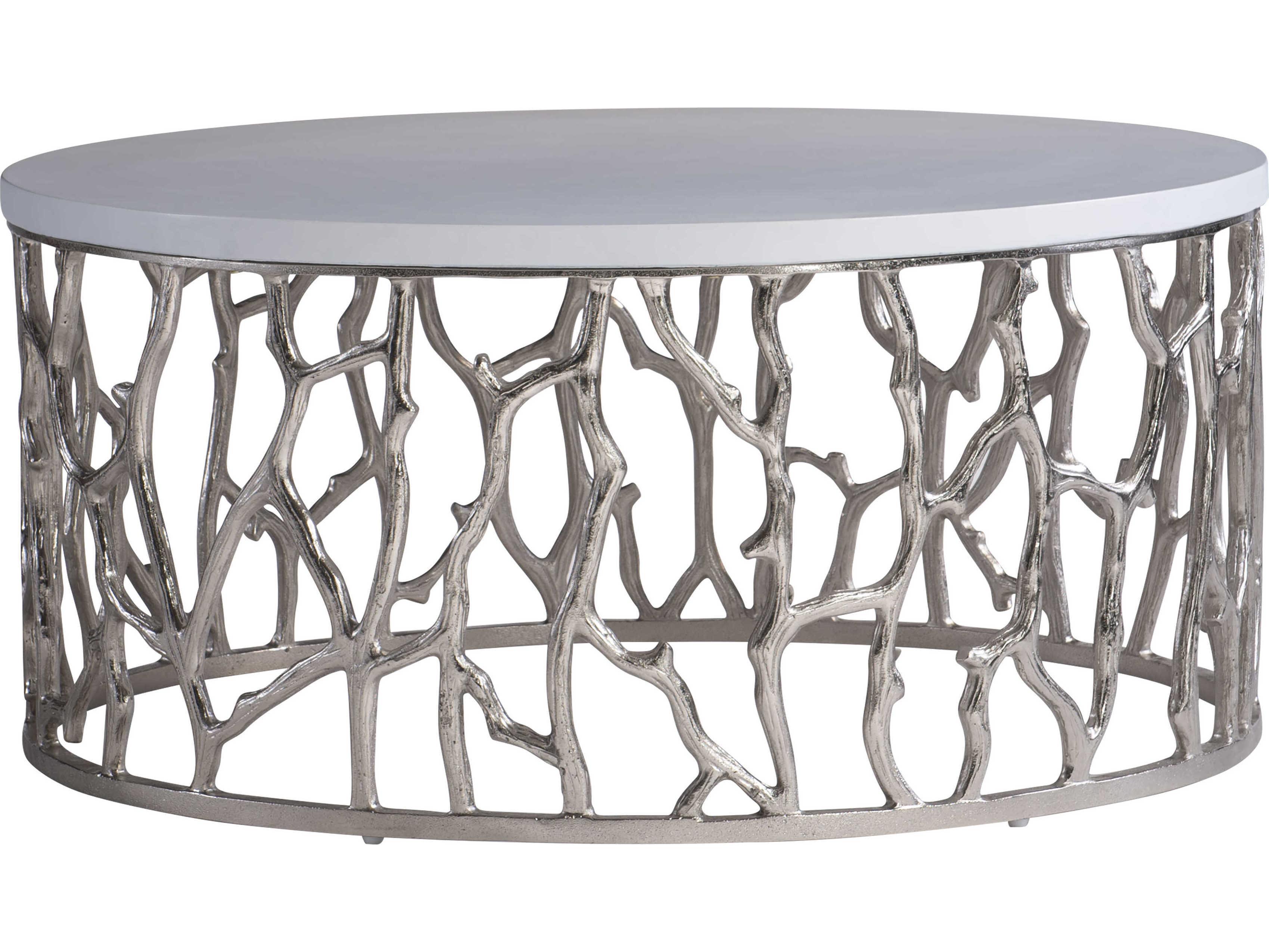 Bernhardt Exteriors Bone / Nickel Round Milos Patio Coffee Table