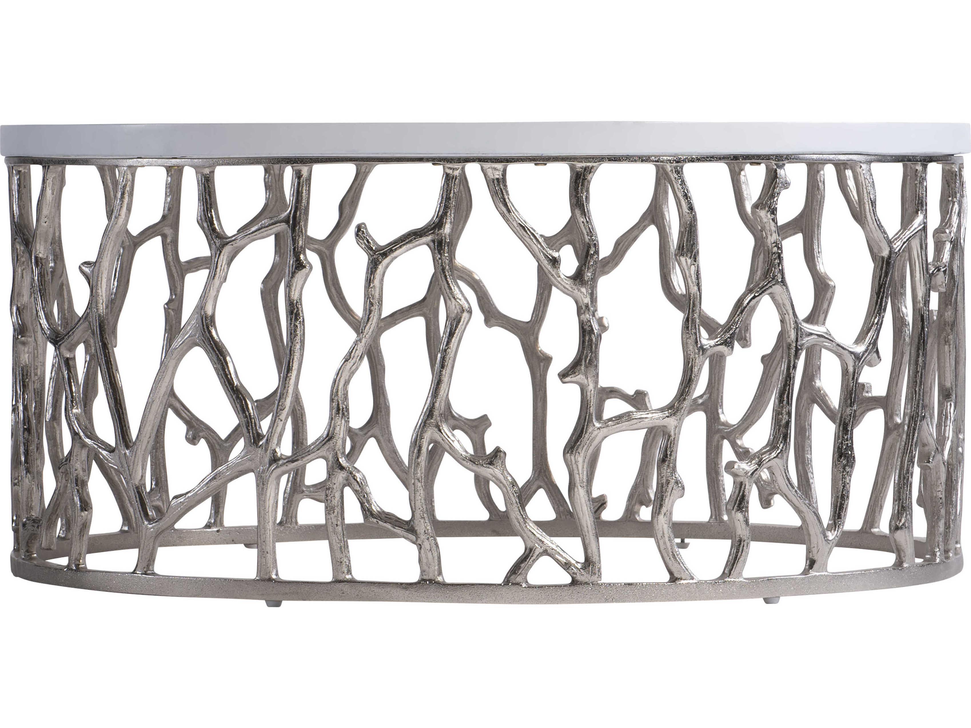 Bernhardt Exteriors Bone / Nickel Round Milos Patio Coffee Table