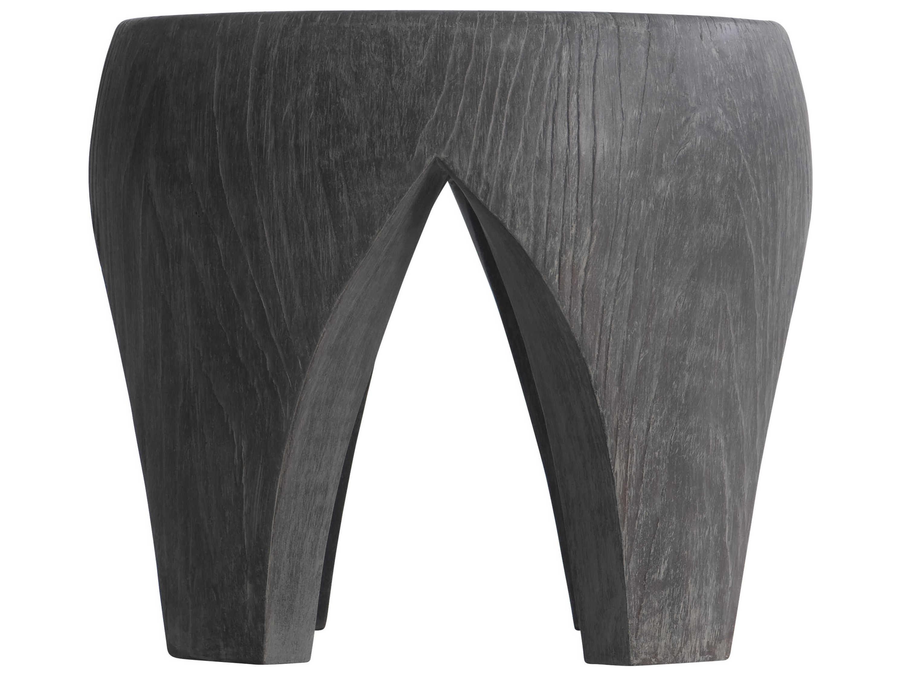 Bernhardt Exteriors Neptune Dark Ash Wood Round Patio End Table
