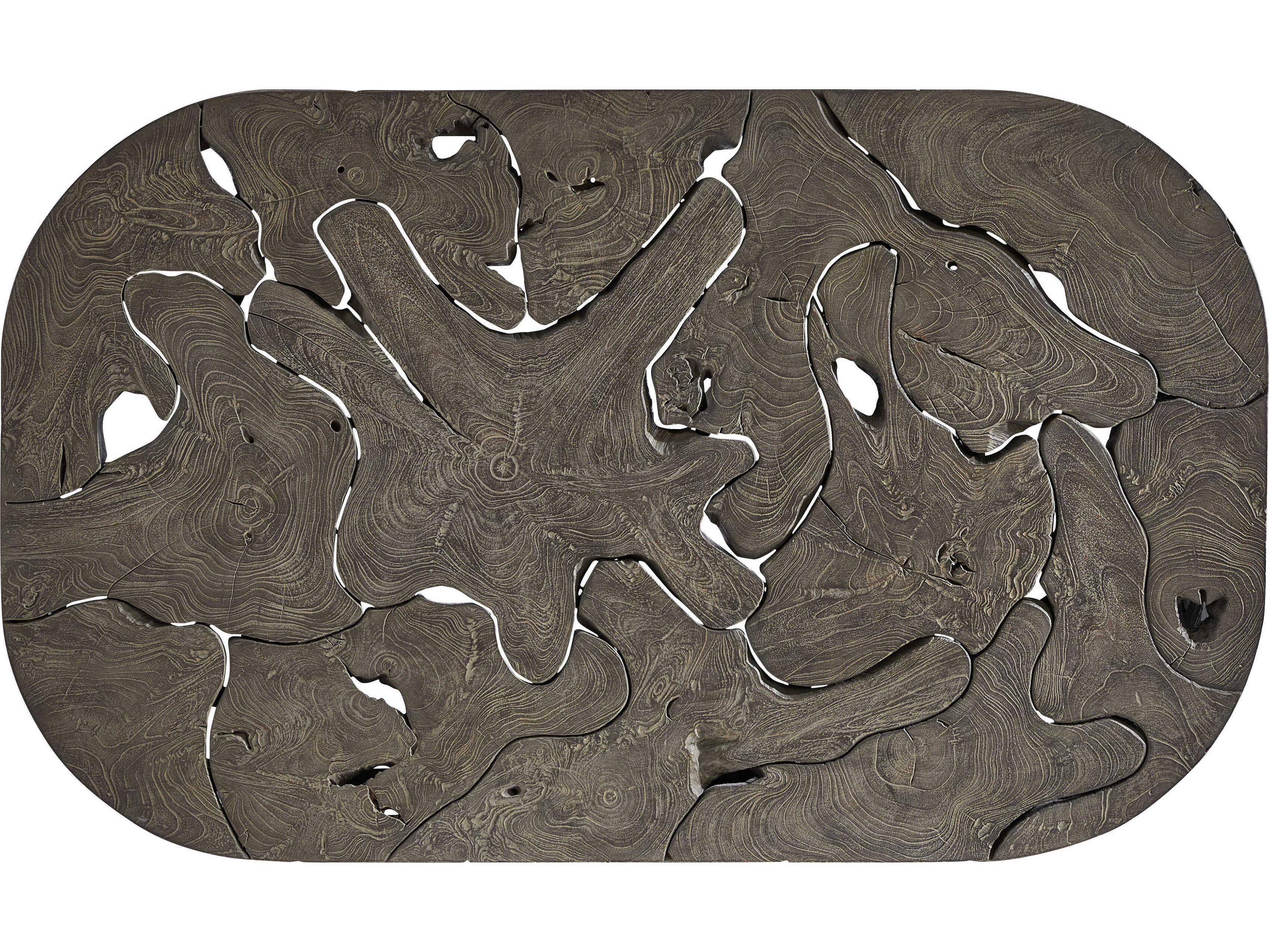 Bernhardt Exteriors Trinidad Smoked Truffle Wood Oval Outdoor Patio Coffee Table