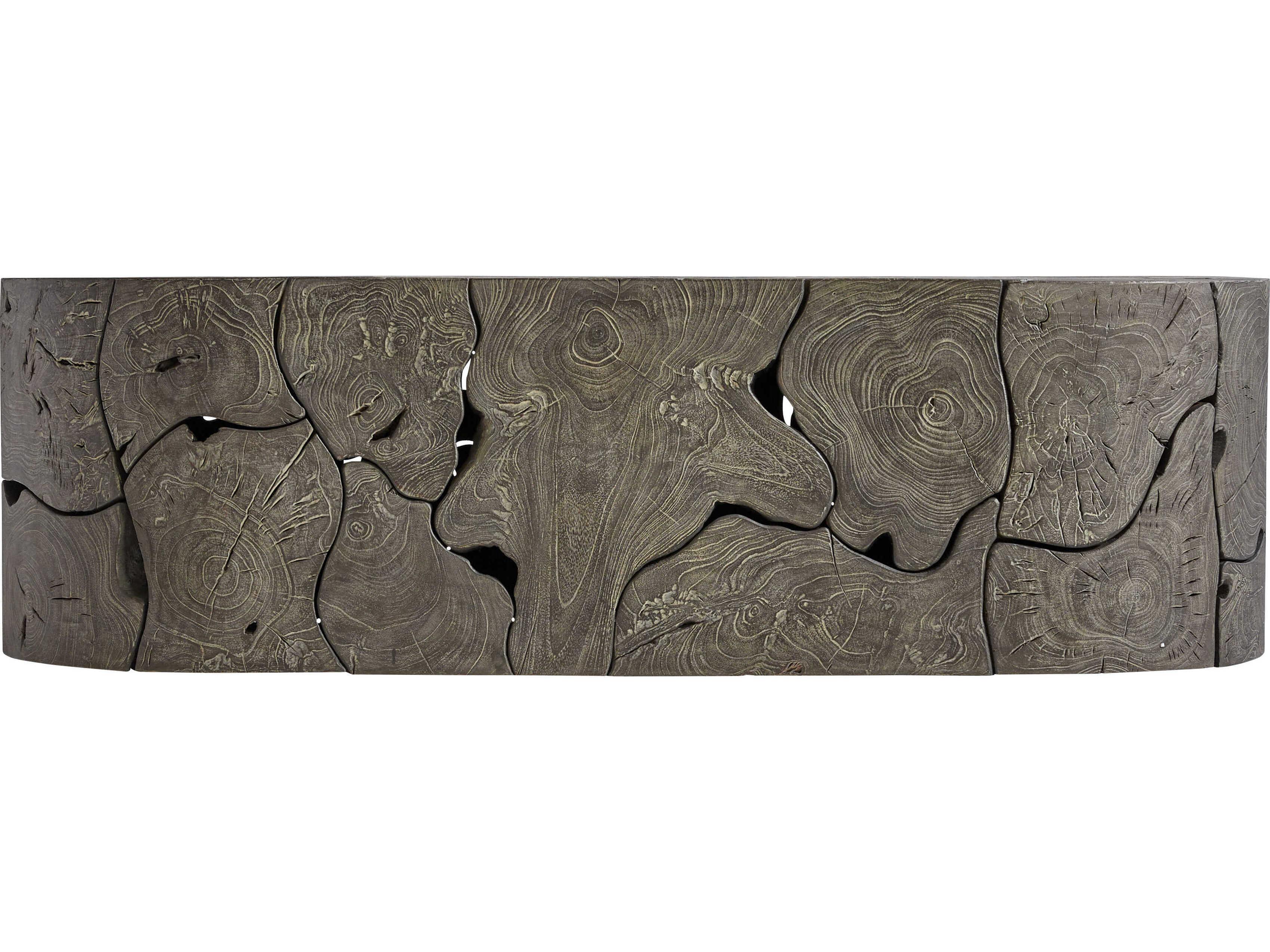 Bernhardt Exteriors Trinidad Smoked Truffle Wood Oval Outdoor Patio Coffee Table