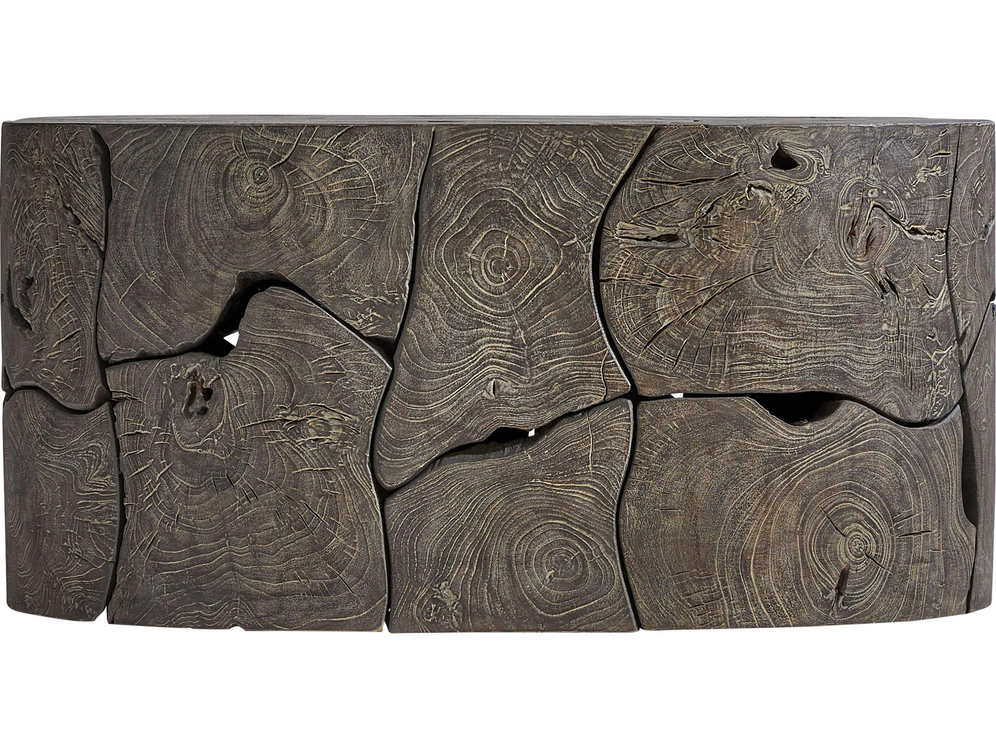 Bernhardt Exteriors Trinidad Smoked Truffle Wood Oval Outdoor Patio Coffee Table