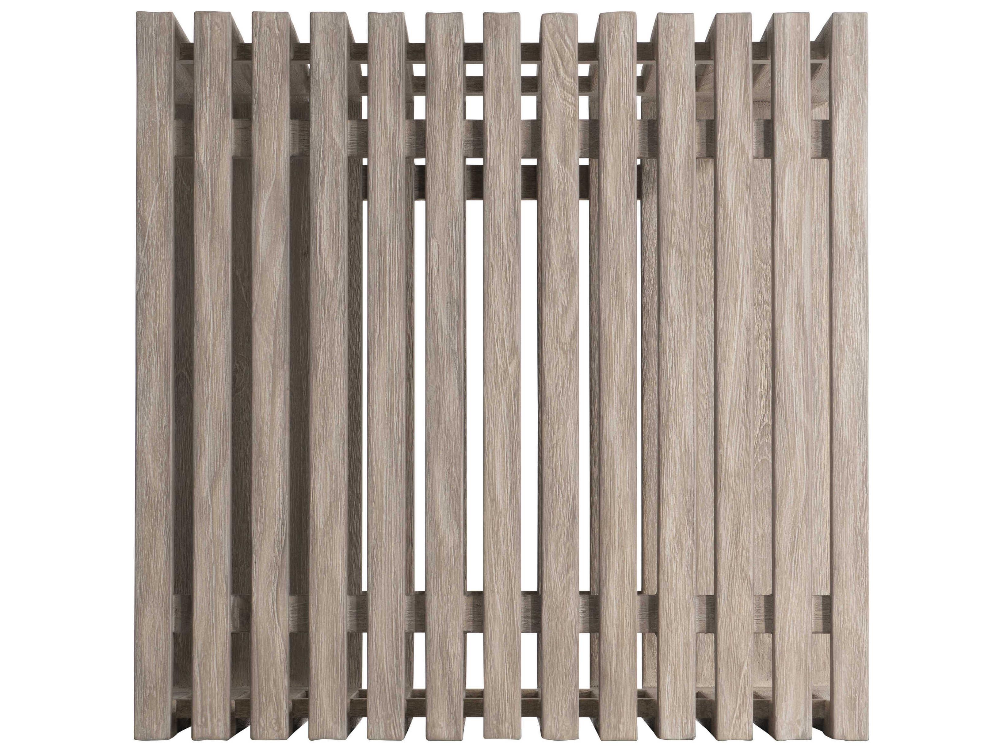 Bernhardt Exteriors Kingston Sea Oat Gun Metal Wood Square Outdoor Patio End Table