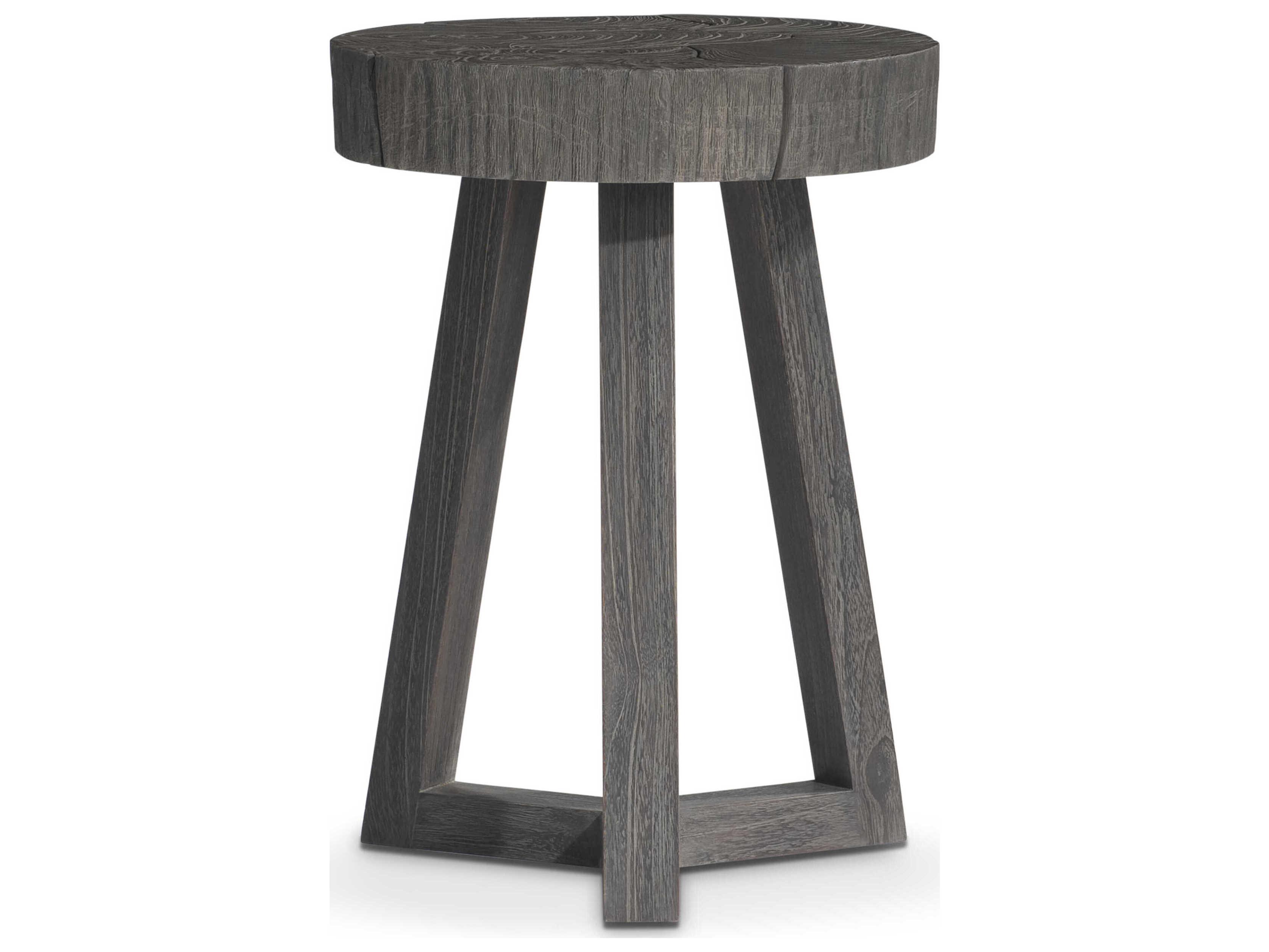 Bernhardt Exteriors Kaya Smoked Truffle Wood Round Patio End Table