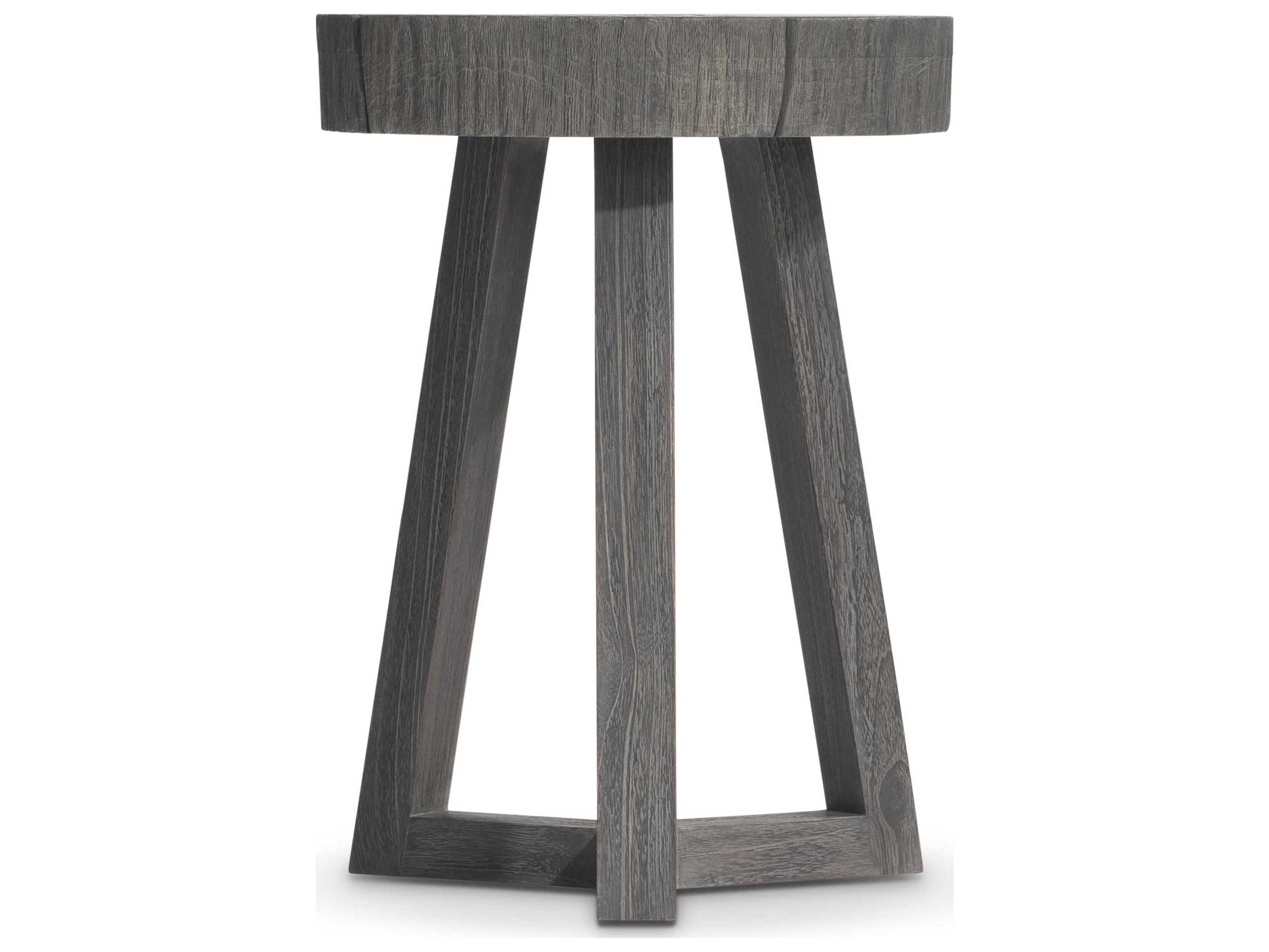 Bernhardt Exteriors Kaya Smoked Truffle Wood Round Patio End Table