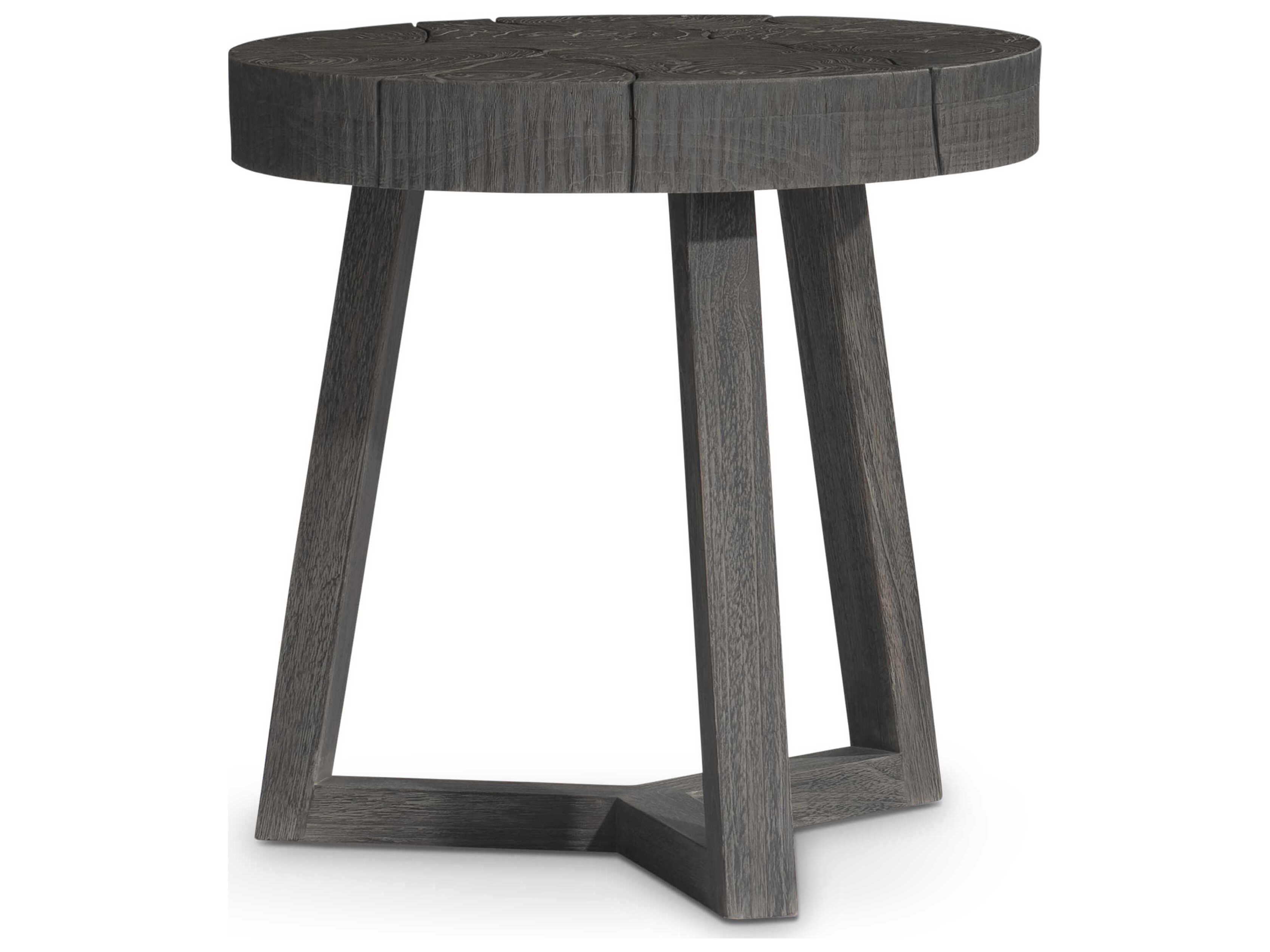 Bernhardt Exteriors Kaya Smoked Truffle Wood Round Outdoor End Table