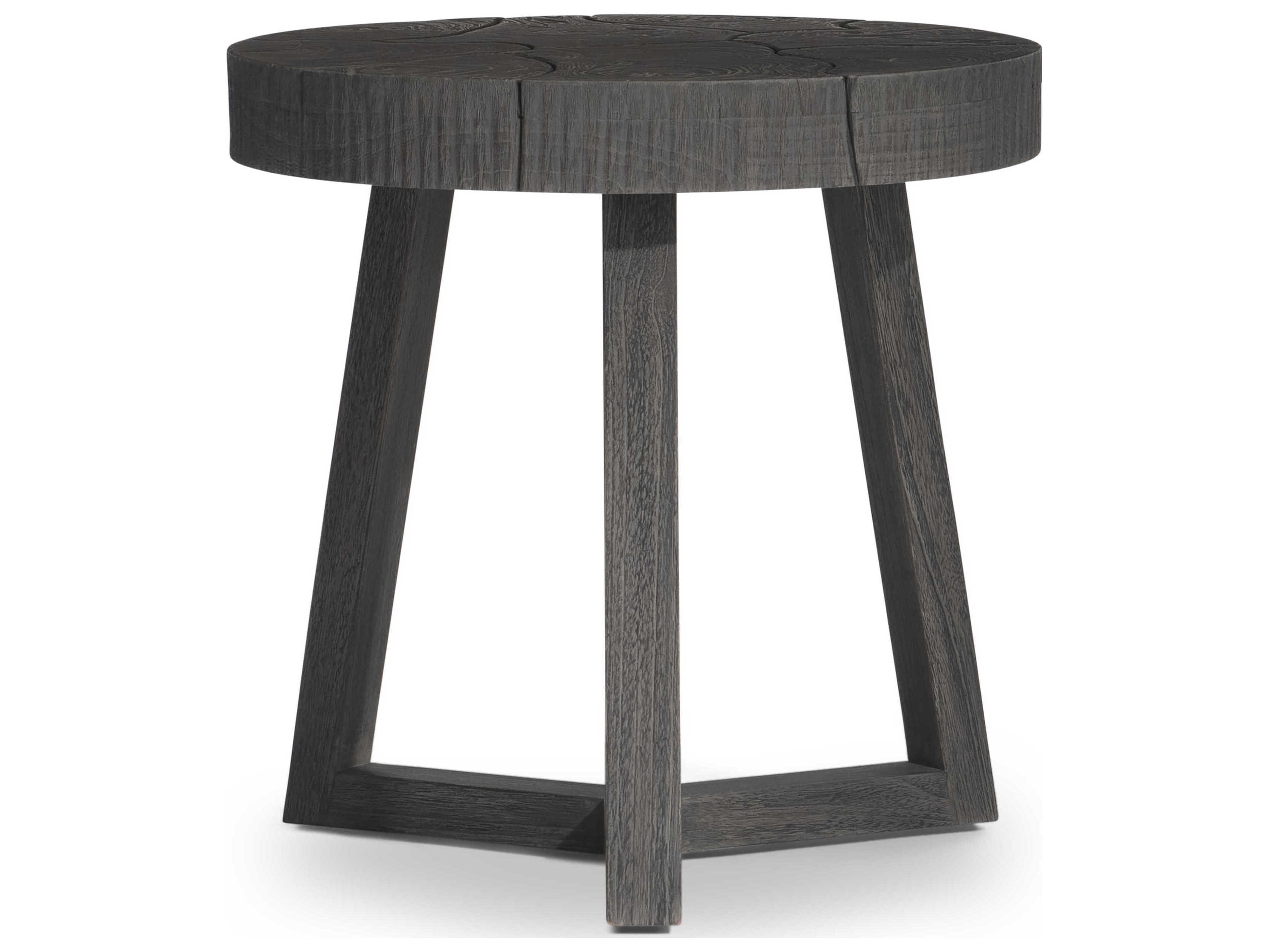 Bernhardt Exteriors Kaya Smoked Truffle Wood Round Outdoor End Table