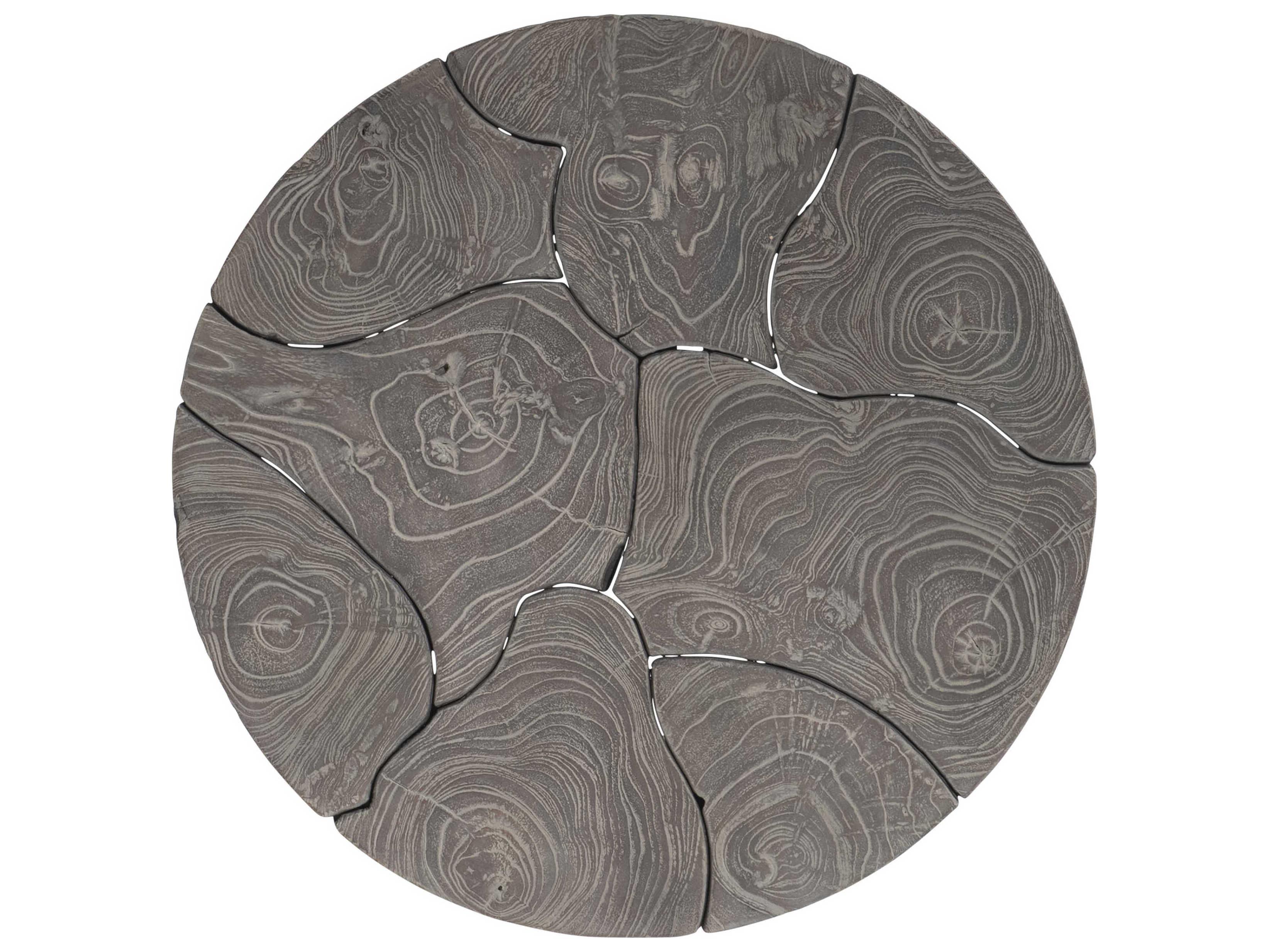 Bernhardt Exteriors Kaya Smoked Truffle Wood Round Outdoor End Table