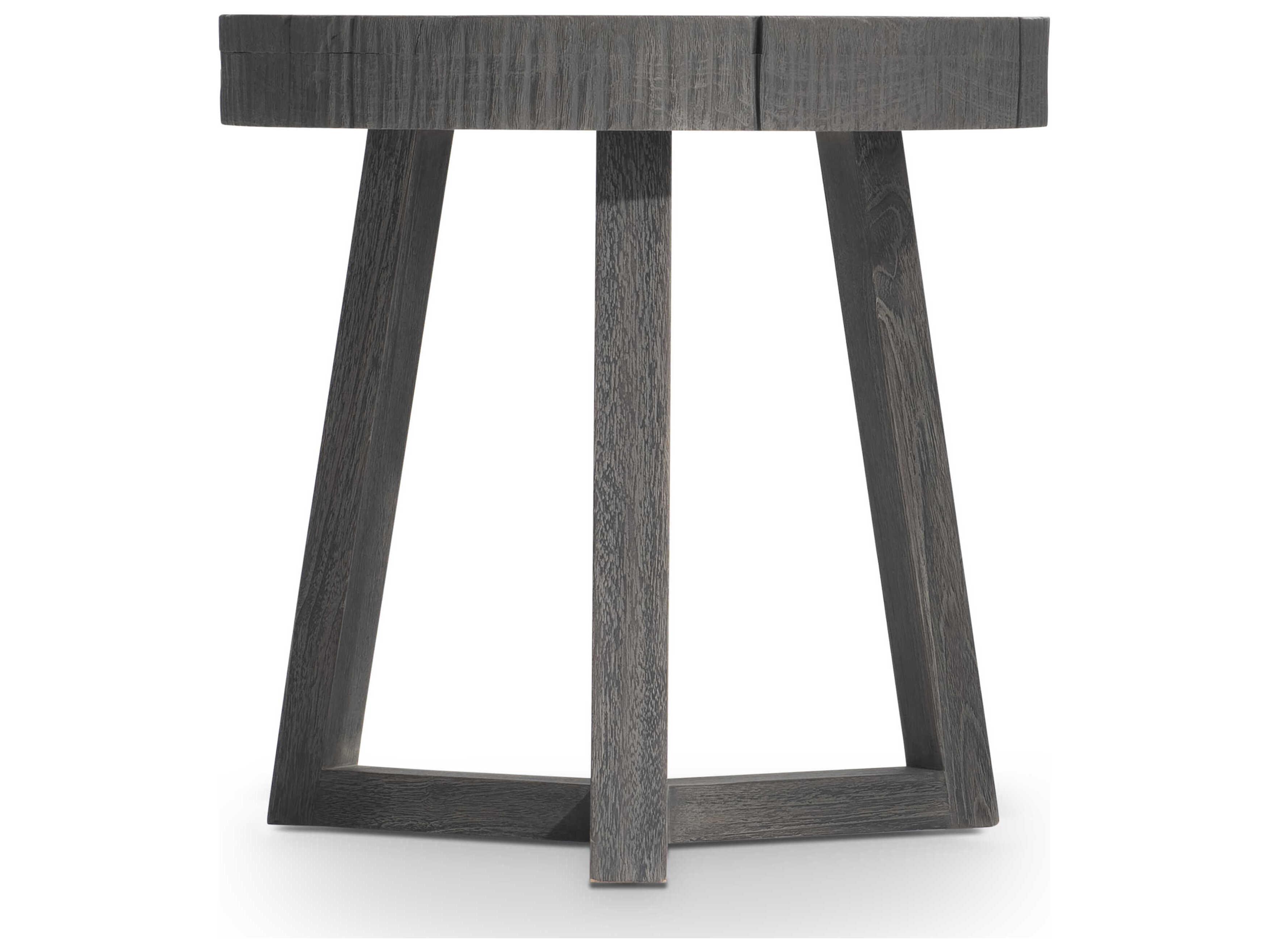 Bernhardt Exteriors Kaya Smoked Truffle Wood Round Outdoor End Table
