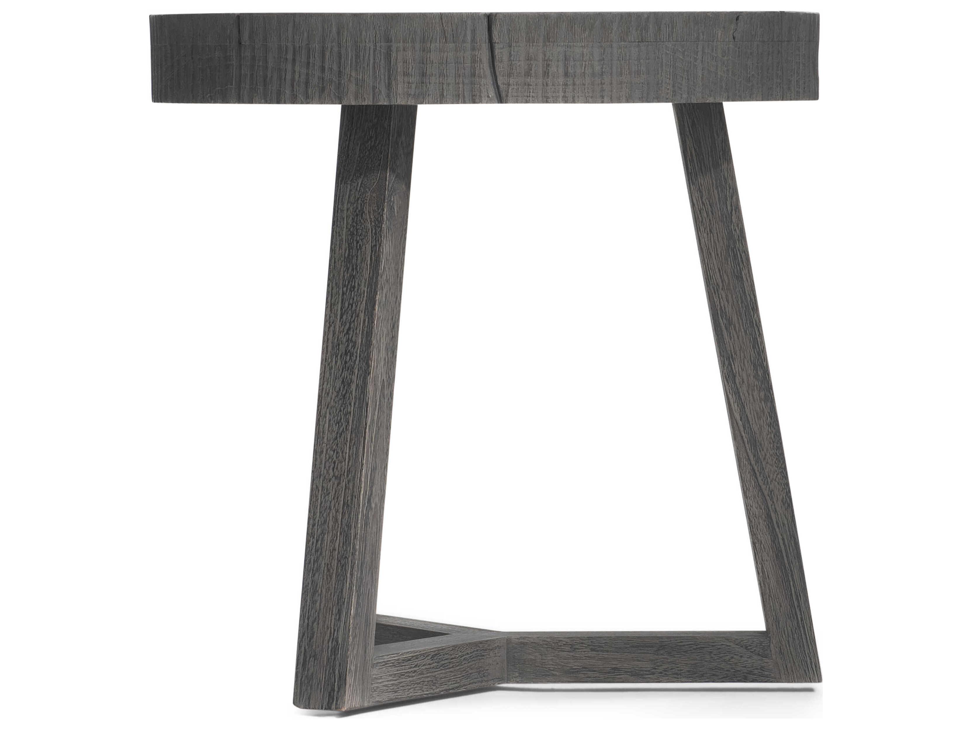 Bernhardt Exteriors Kaya Smoked Truffle Wood Round Outdoor End Table