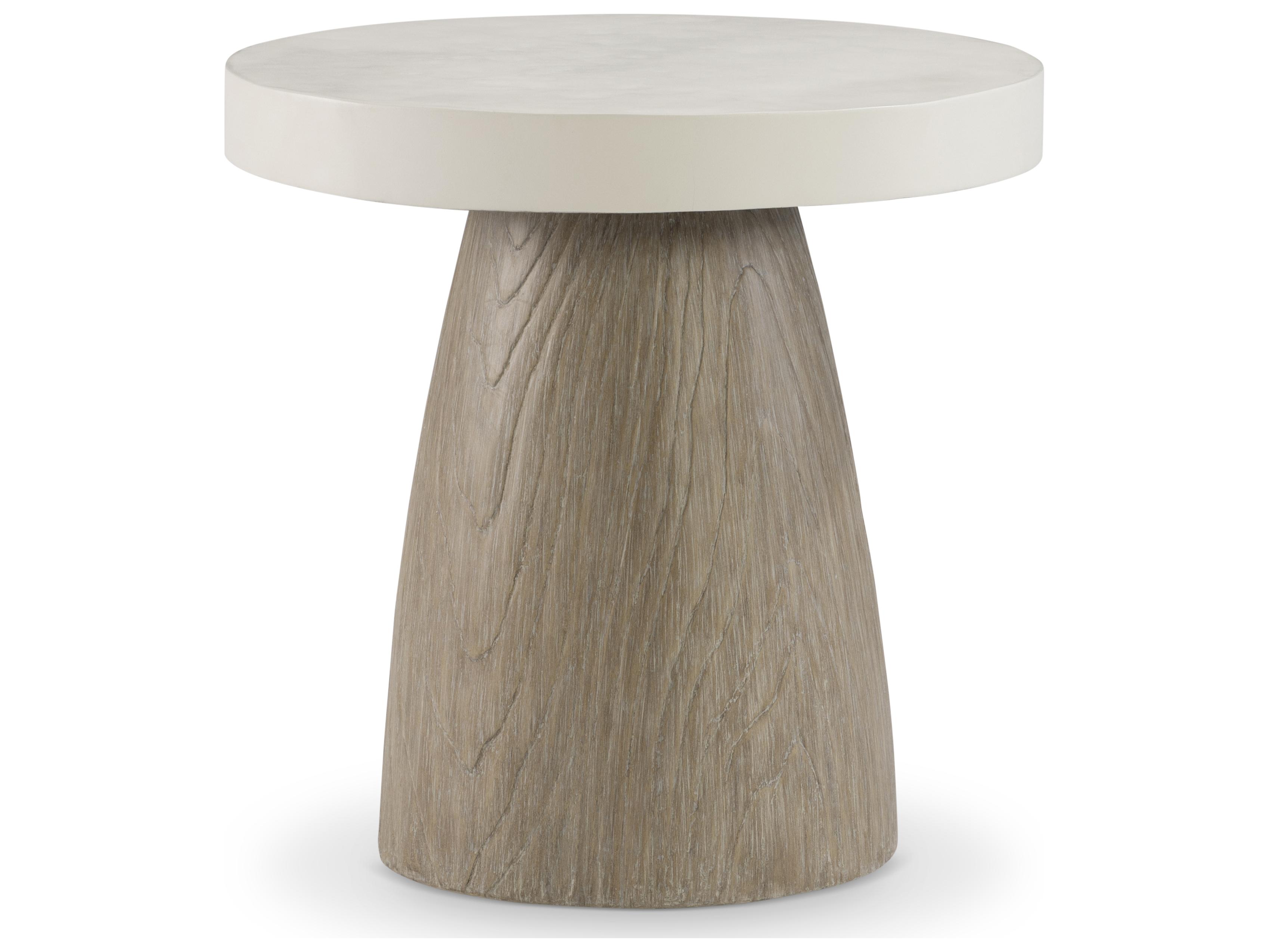 Bernhardt Exteriors Granville White Concrete Round End Table