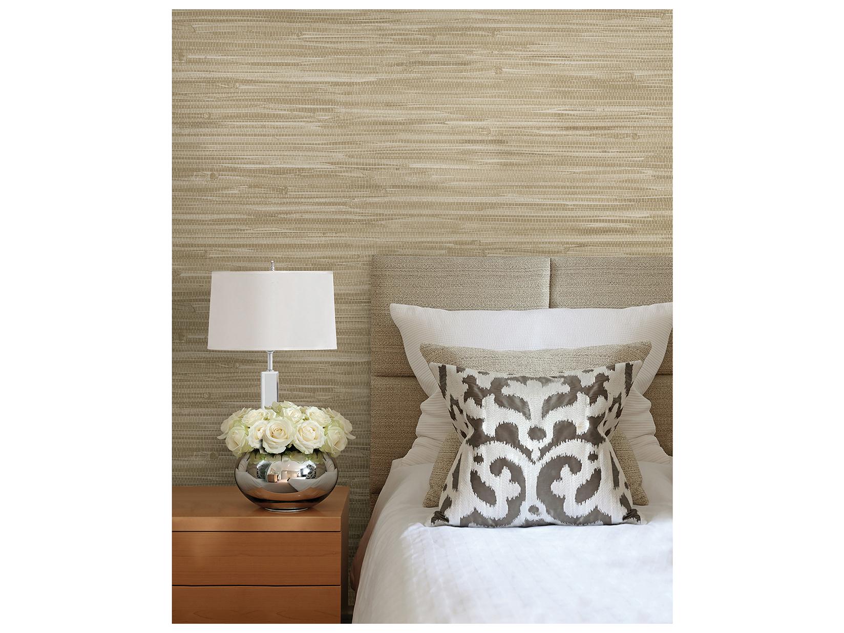 Brewster Home Fashions Kenneth James Martina Beige Grasscloth Wallpaper