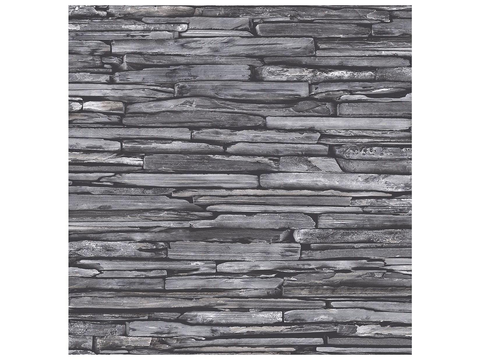 Brewster Home Fashions A-street Prints Stacked Slate Charcoal Industrial Wallpaper
