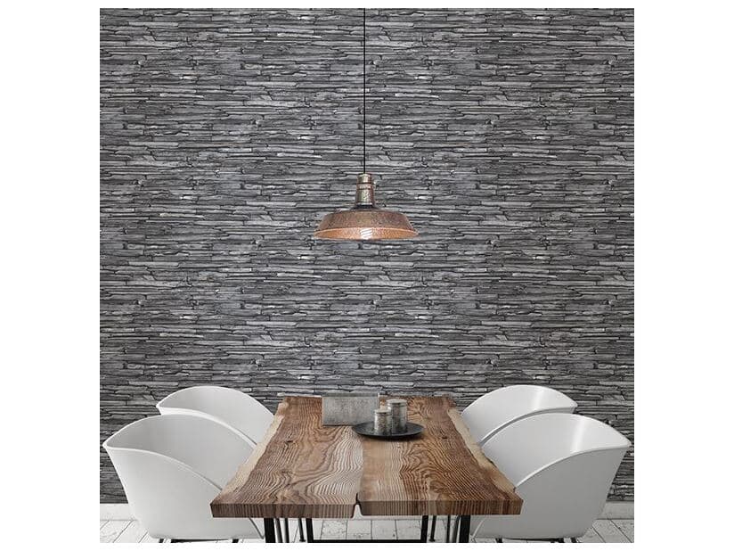 Brewster Home Fashions A-street Prints Stacked Slate Charcoal Industrial Wallpaper