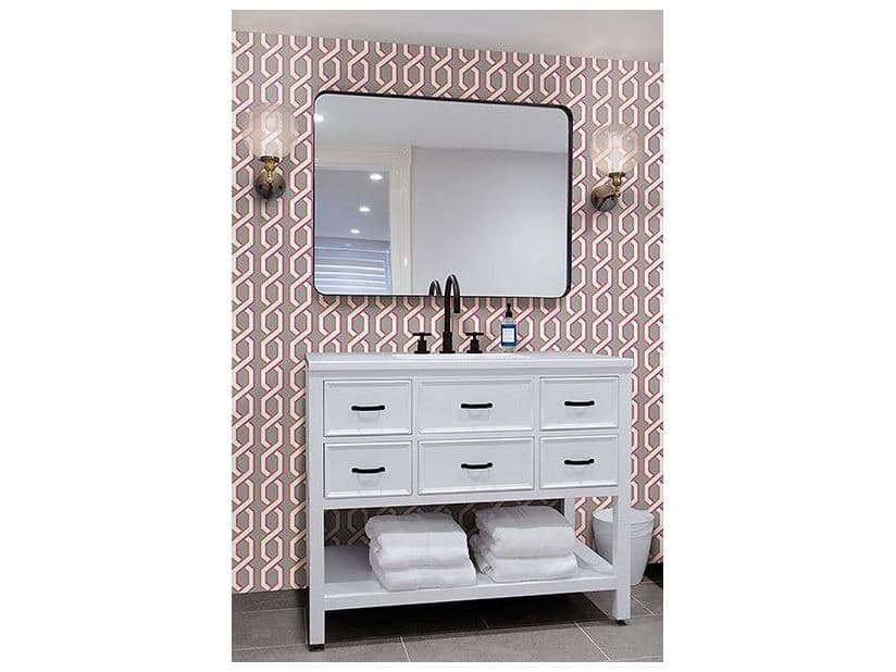 Brewster Home Fashions For Your Bath Iii Twist Pink Geometric Wallpaper