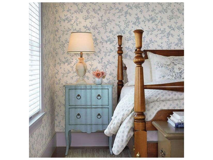 Brewster Home Fashions Fresh Start Kitchen & Bath French Nightingale Blue Trail Wallpaper