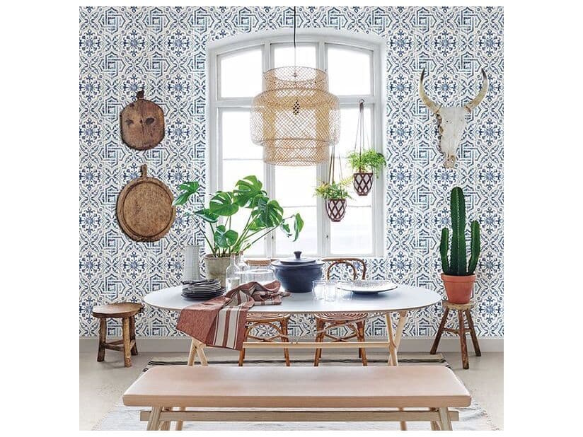 Brewster Home Fashions Fresh Start Kitchen & Bath Sonoma Navy Spanish Tile Wallpaper