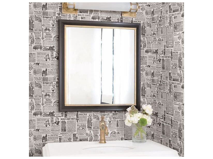 Brewster Home Fashions Fresh Start Kitchen & Bath Underwood Black Newspaper Wallpaper
