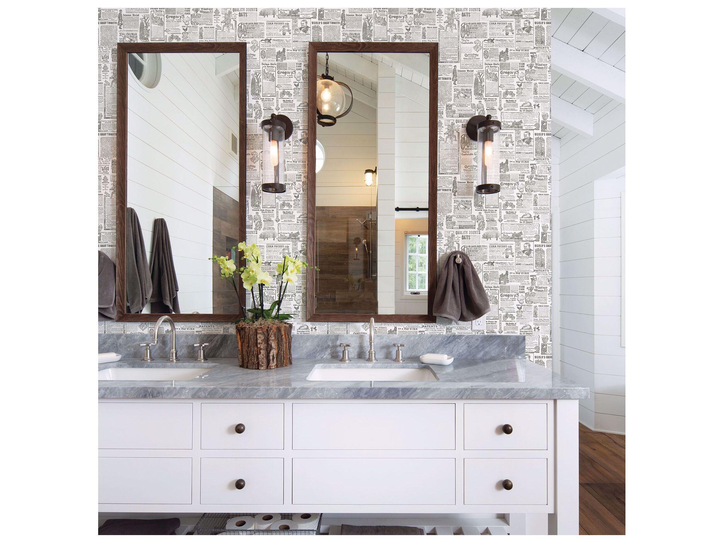 Brewster Home Fashions Fresh Start Kitchen & Bath Underwood Brown Newspaper Wallpaper