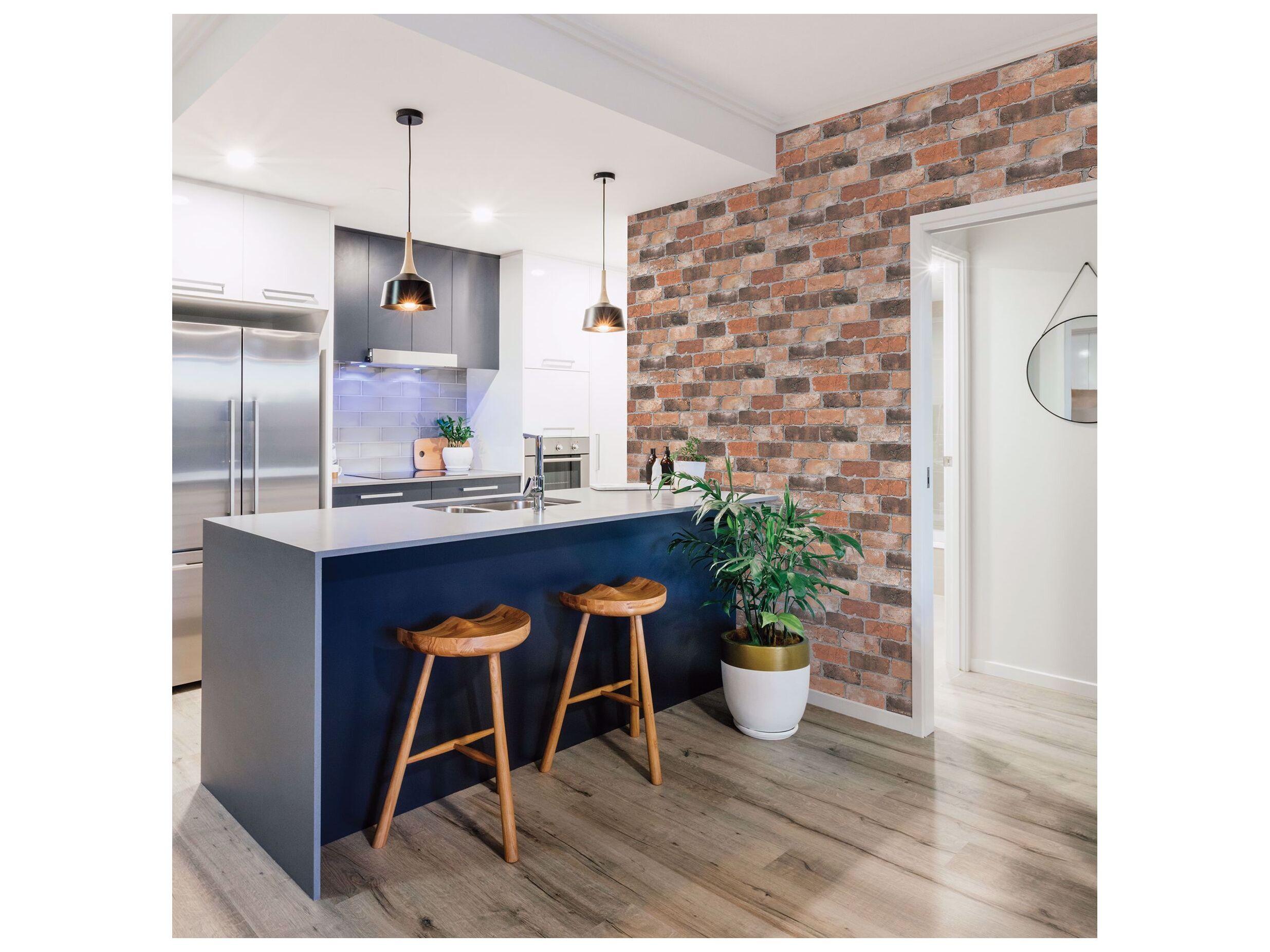Brewster Home Fashions Fresh Start Kitchen & Bath Cody Rust Reclaimed Bricks Wallpaper