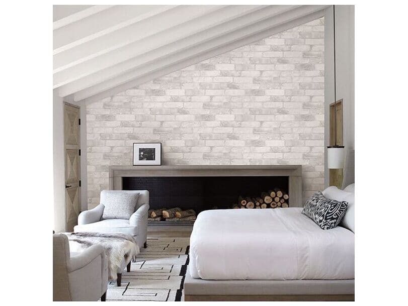 Brewster Home Fashions Fresh Start Kitchen & Bath Cody Light Grey Reclaimed Bricks Wallpaper