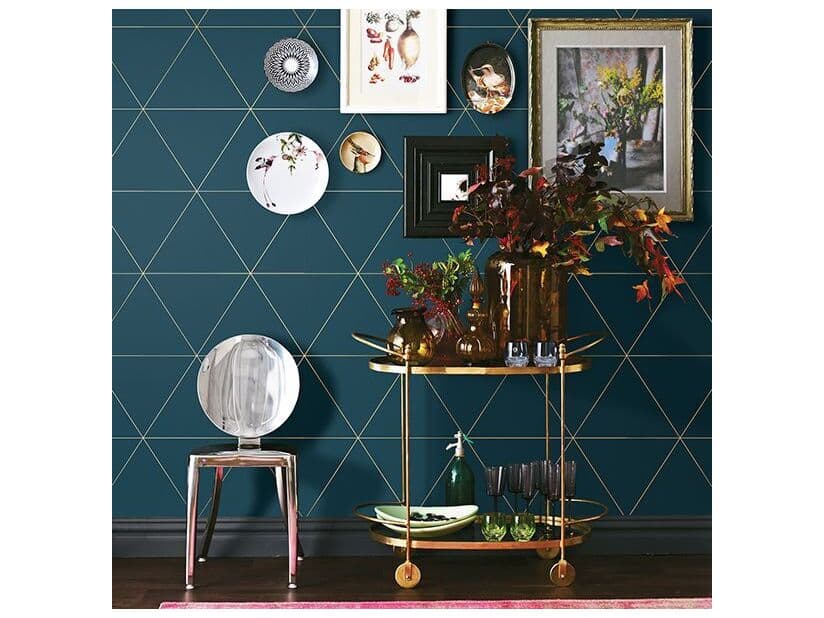 Brewster Home Fashions Fresh Start Kitchen & Bath Twilight Teal Modern Geometric Wallpaper