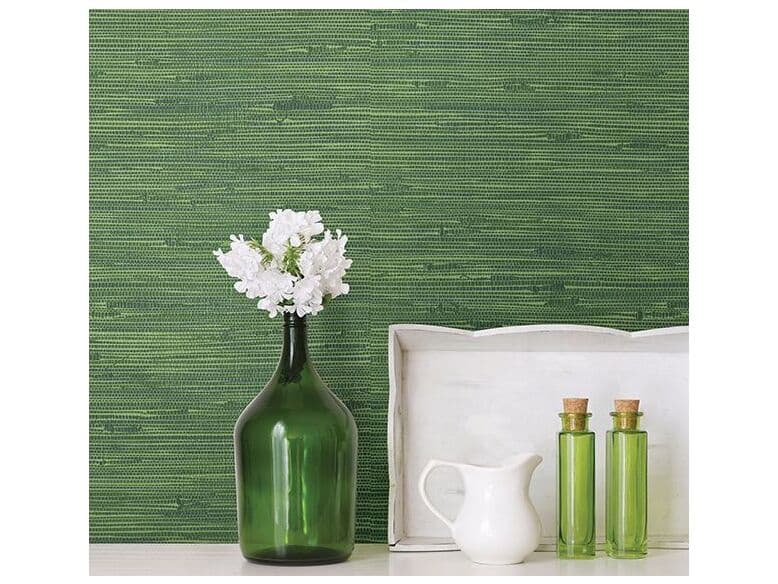 Brewster Home Fashions Fresh Start Kitchen & Bath Fiber Green Faux Grasscloth Wallpaper