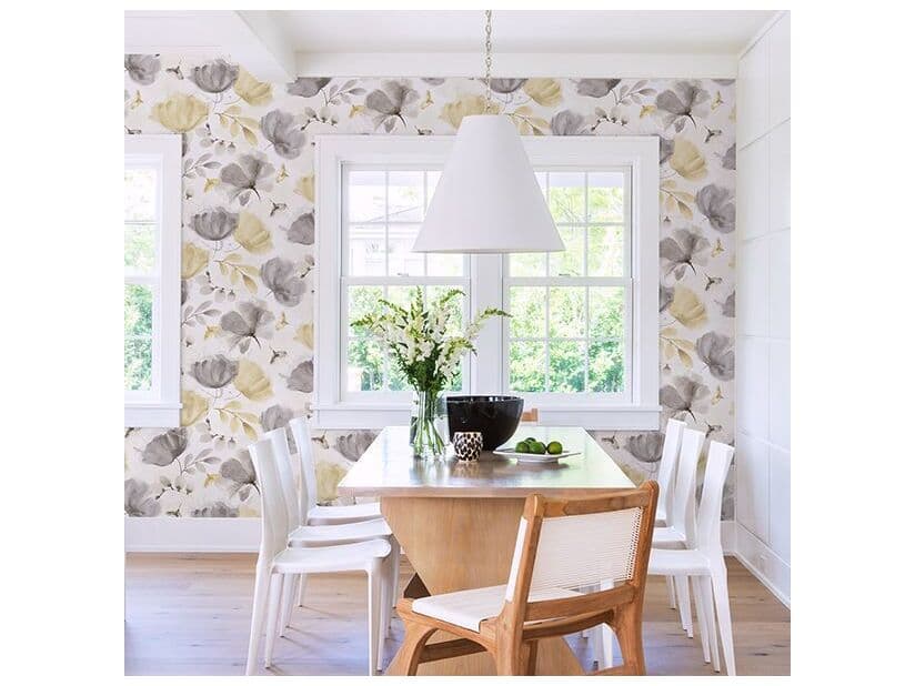 Brewster Home Fashions Fresh Start Kitchen & Bath Zahra Grey Floral Wallpaper