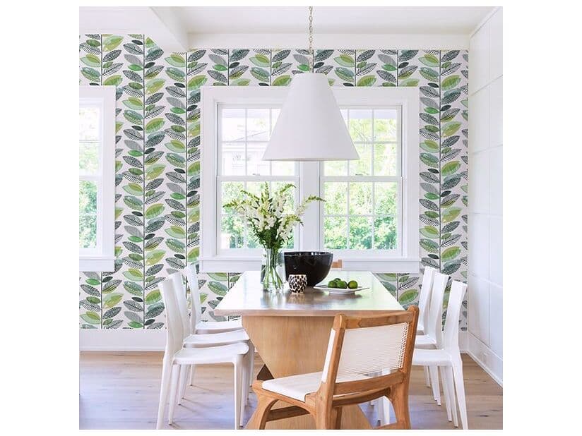 Brewster Home Fashions Fresh Start Kitchen & Bath Nyssa Green Leaves Wallpaper