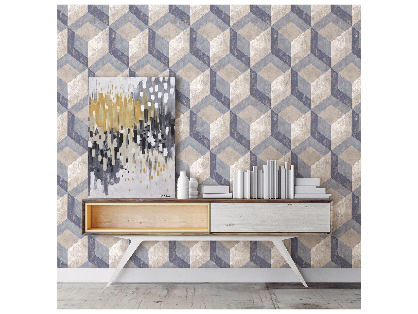 Brewster Home Fashions A-street Prints Clarabelle Blue Rustic Wood Tile Wallpaper