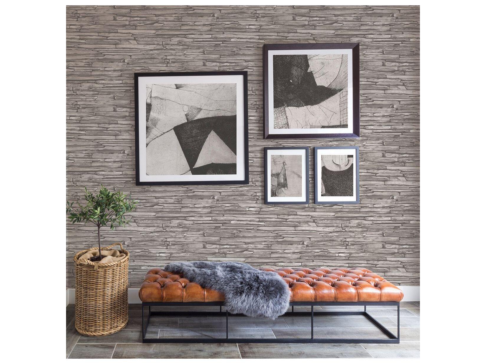 Brewster Home Fashions A-street Prints McGuire Taupe Stacked Slate Wallpaper