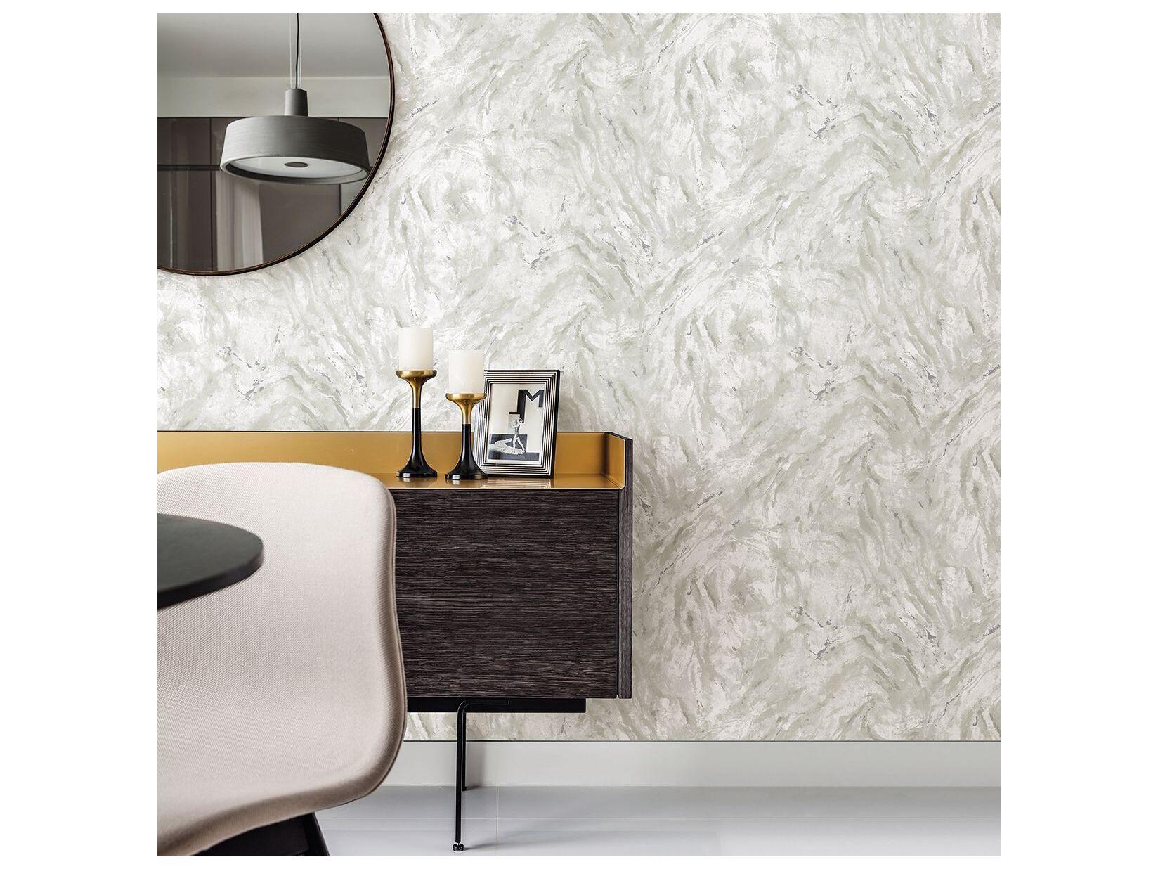 Brewster Home Fashions Polished Titania Silver Marble Texture Wallpaper