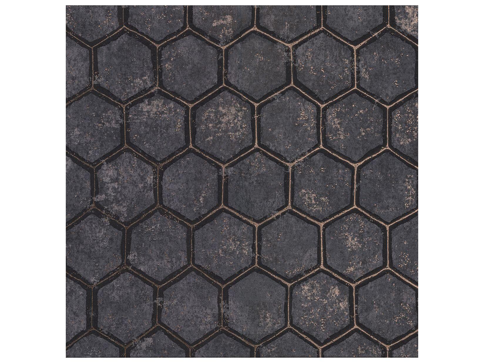 Brewster Home Fashions Polished Starling Charcoal Honeycomb Wallpaper