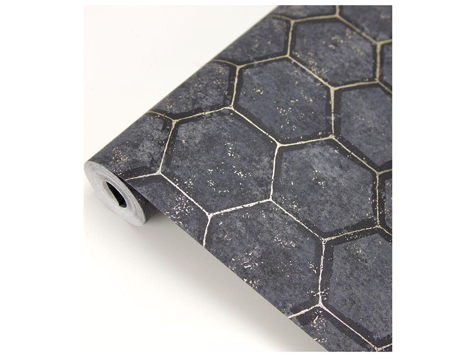 Brewster Home Fashions Polished Starling Charcoal Honeycomb Wallpaper