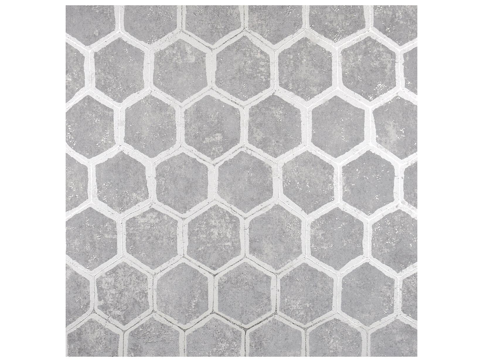Brewster Home Fashions Polished Starling Pewter Honeycomb Wallpaper
