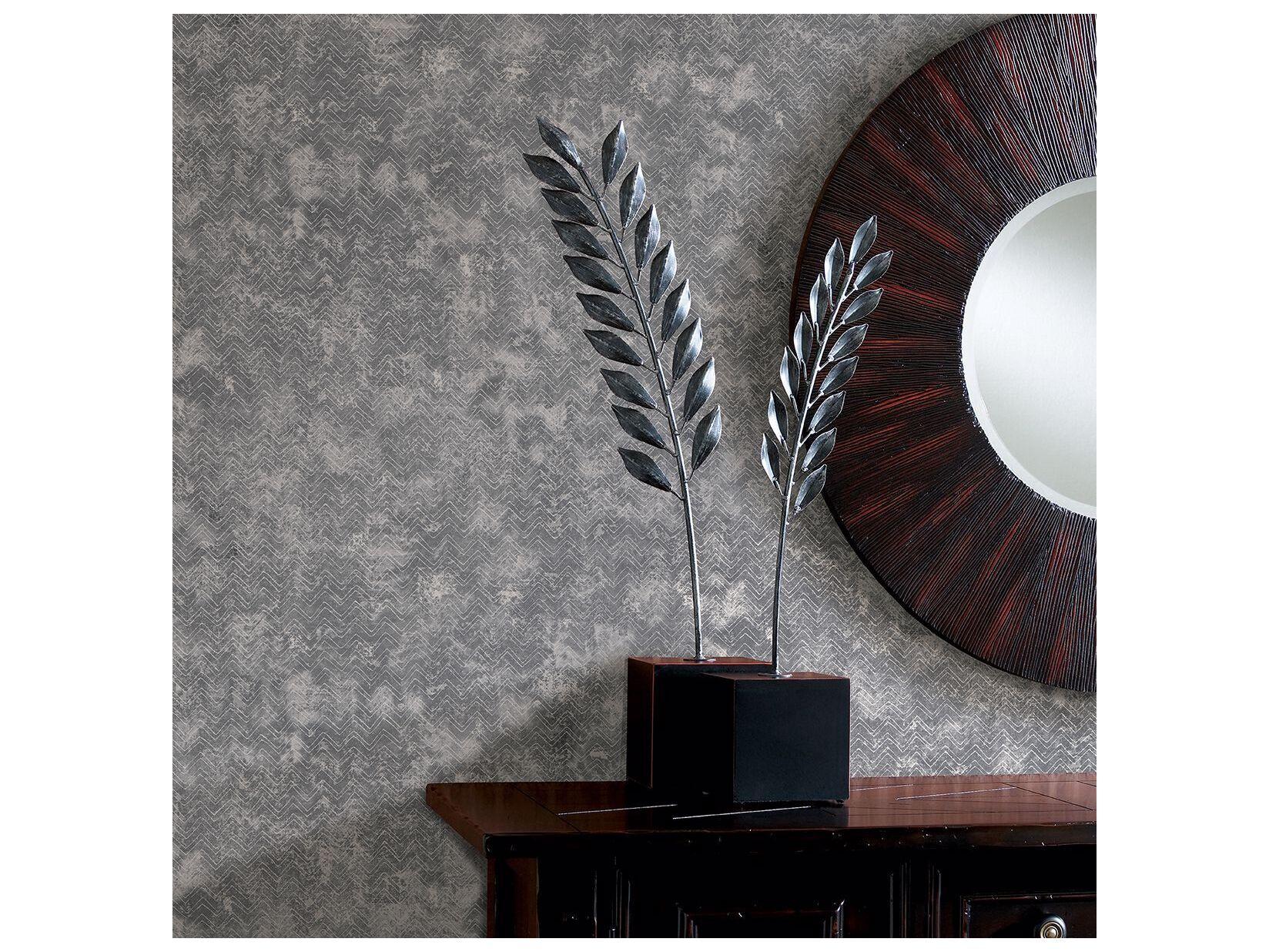 Brewster Home Fashions Polished Luna Pewter Distressed Chevron Wallpaper