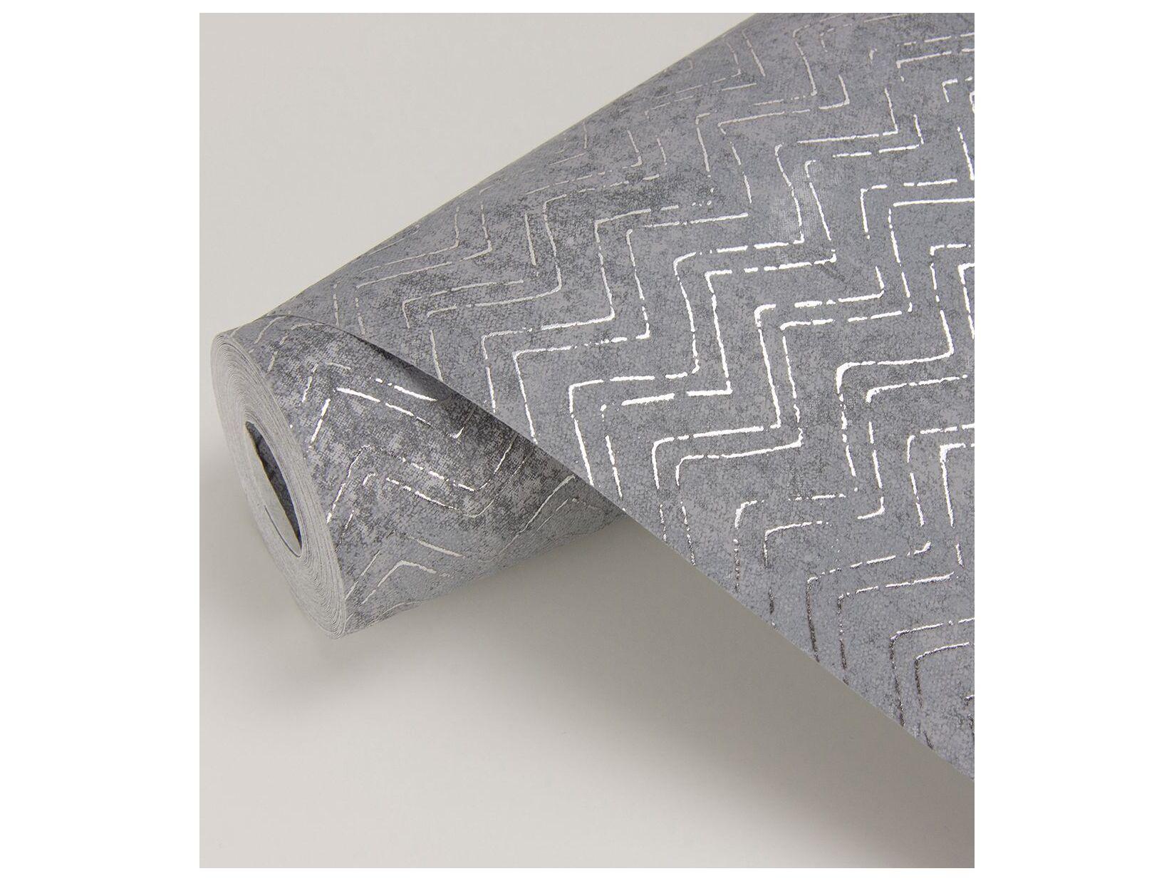 Brewster Home Fashions Polished Luna Pewter Distressed Chevron Wallpaper