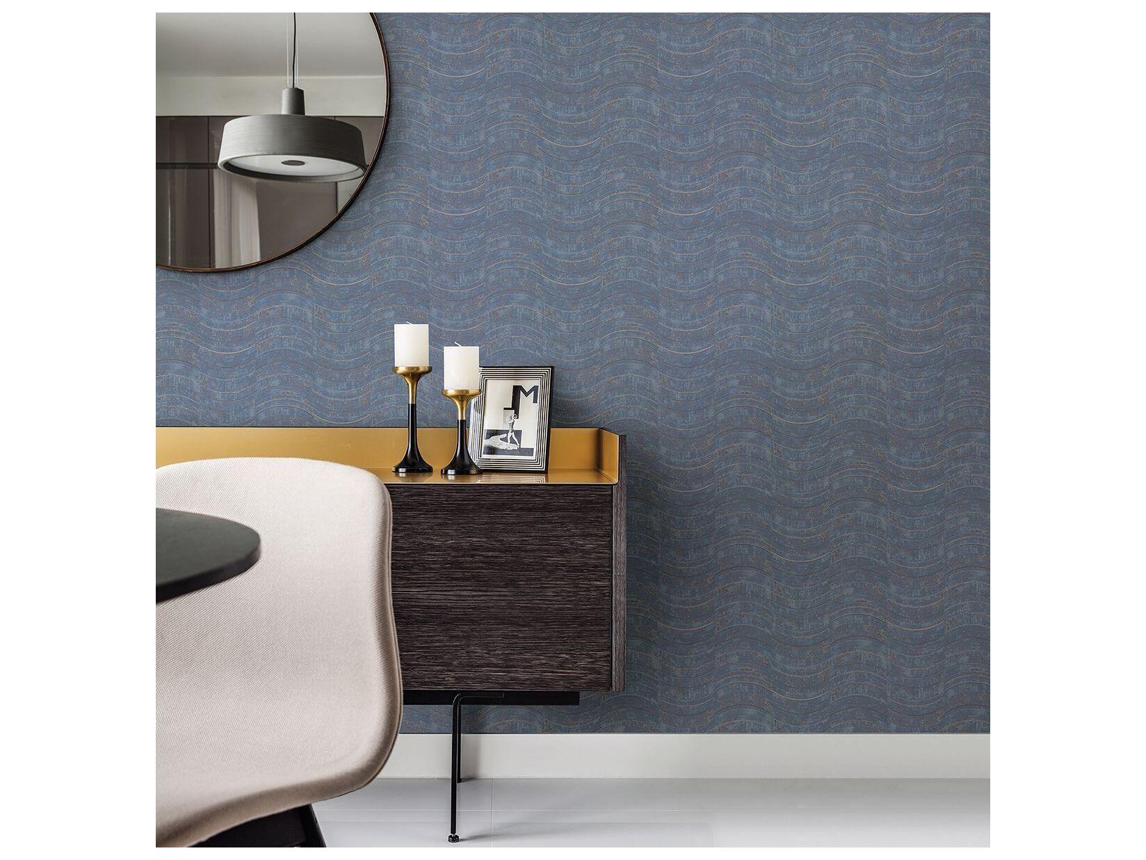 Brewster Home Fashions Polished Hydra Blue Geometric Wallpaper