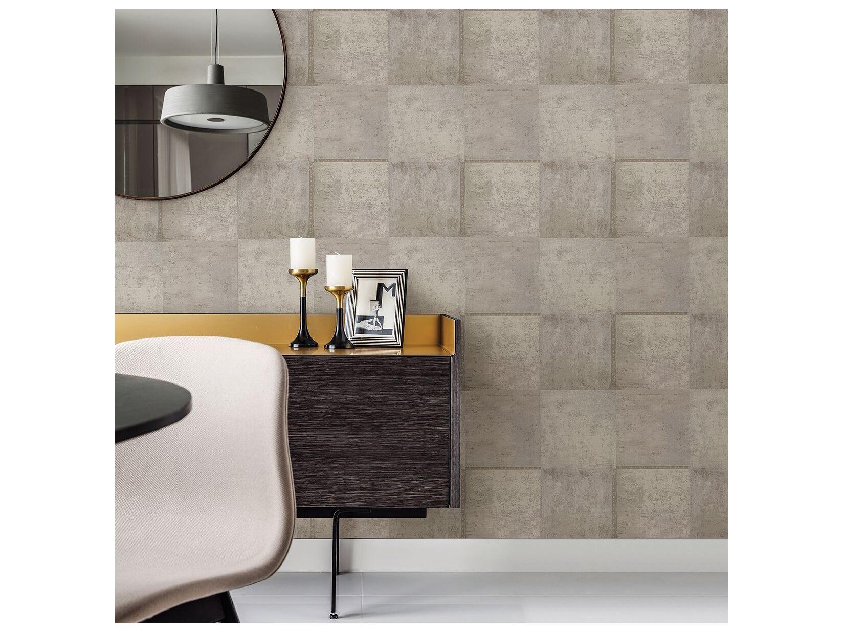 Brewster Home Fashions Polished Vela Taupe Distressed Geometric Wallpaper