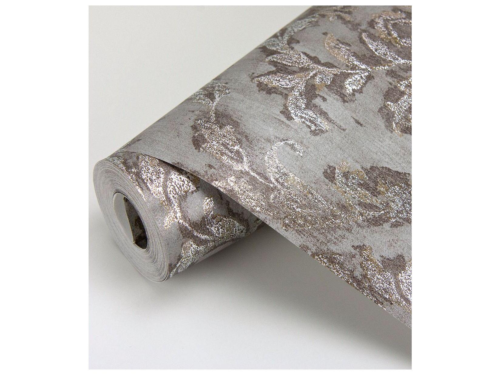 Brewster Home Fashions Polished Lyra Bronze Damask Wallpaper