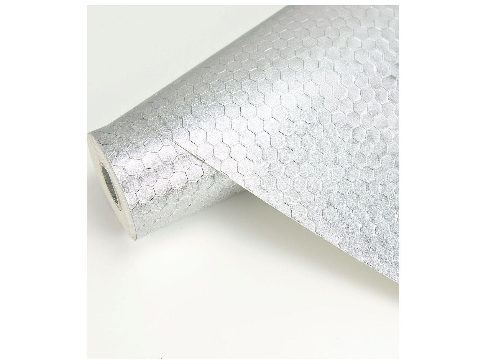Brewster Home Fashions Polished Carbon Silver Honeycomb Geometric Wallpaper