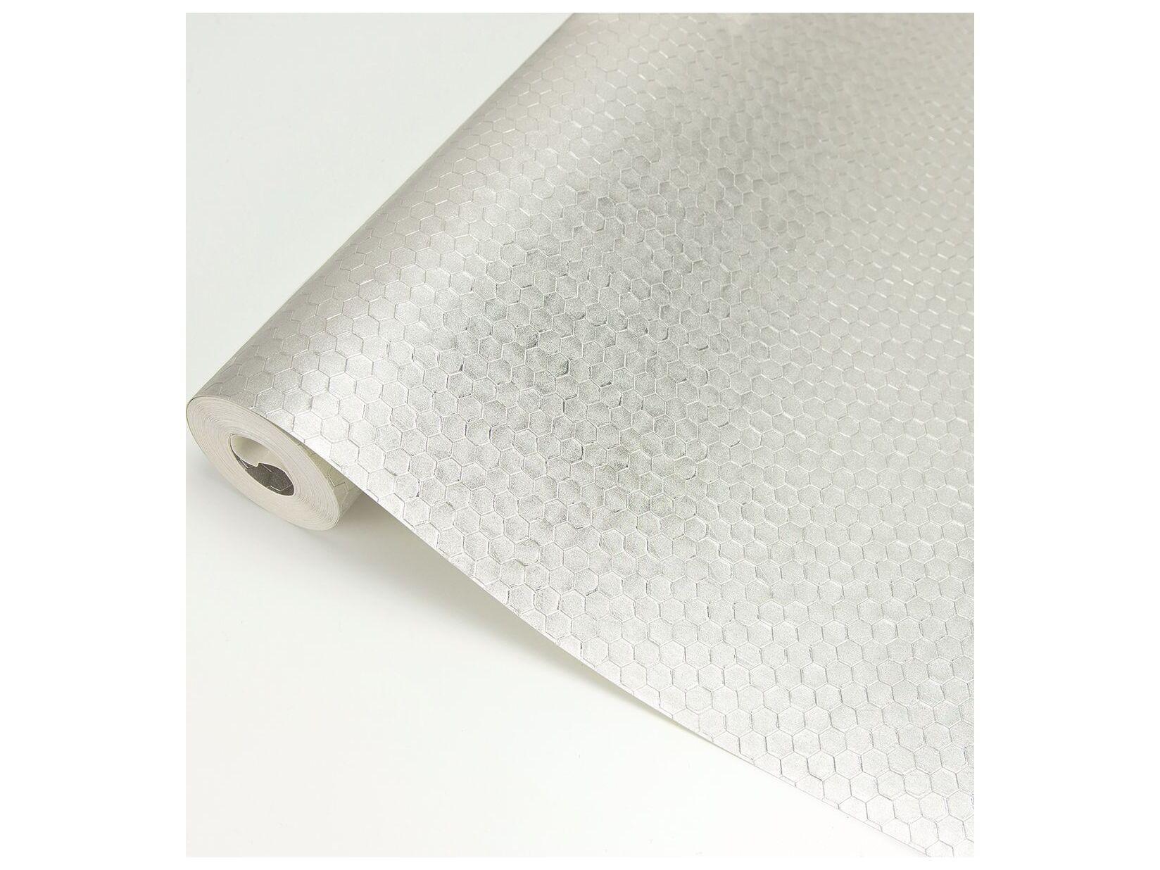 Brewster Home Fashions Polished Carbon Platinum Honeycomb Geometric Wallpaper