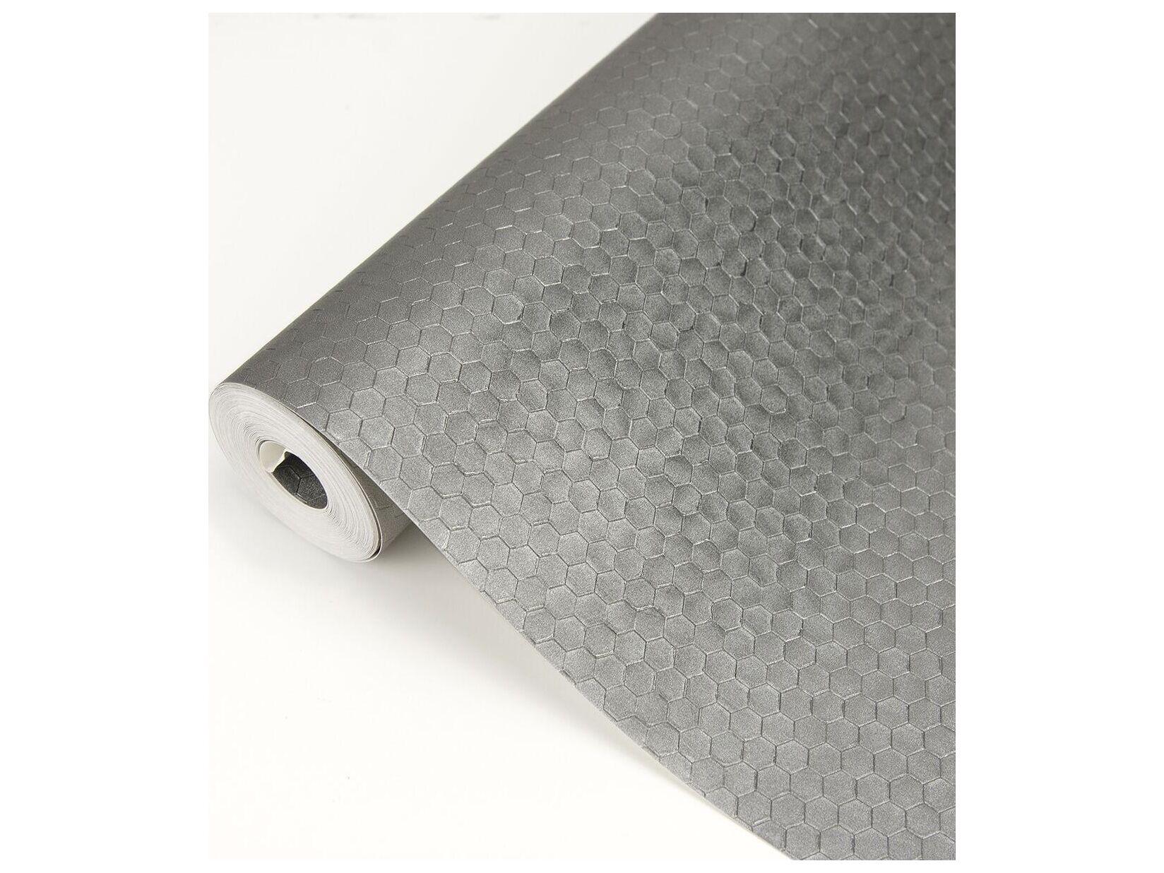 Brewster Home Fashions Polished Carbon Pewter Honeycomb Geometric Wallpaper