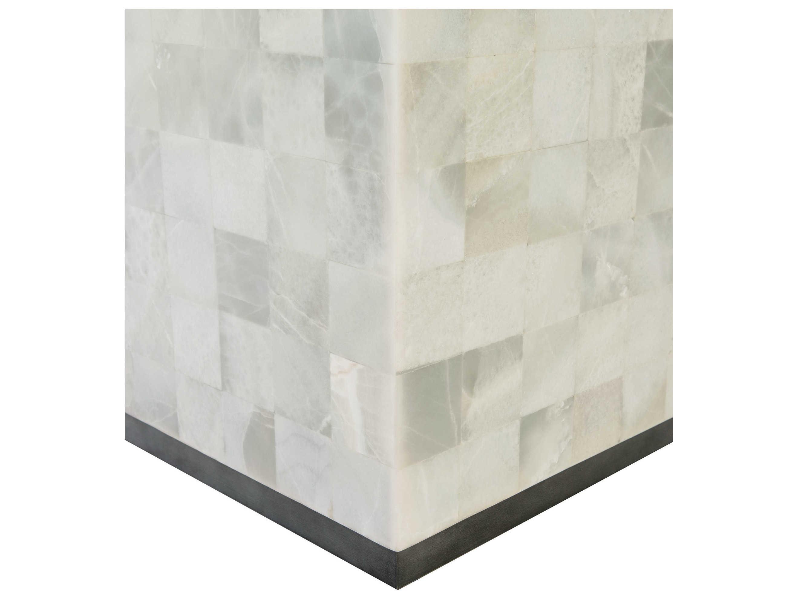 Bernhardt Interiors Trimbelle Round Glass White Onyx Dining Table