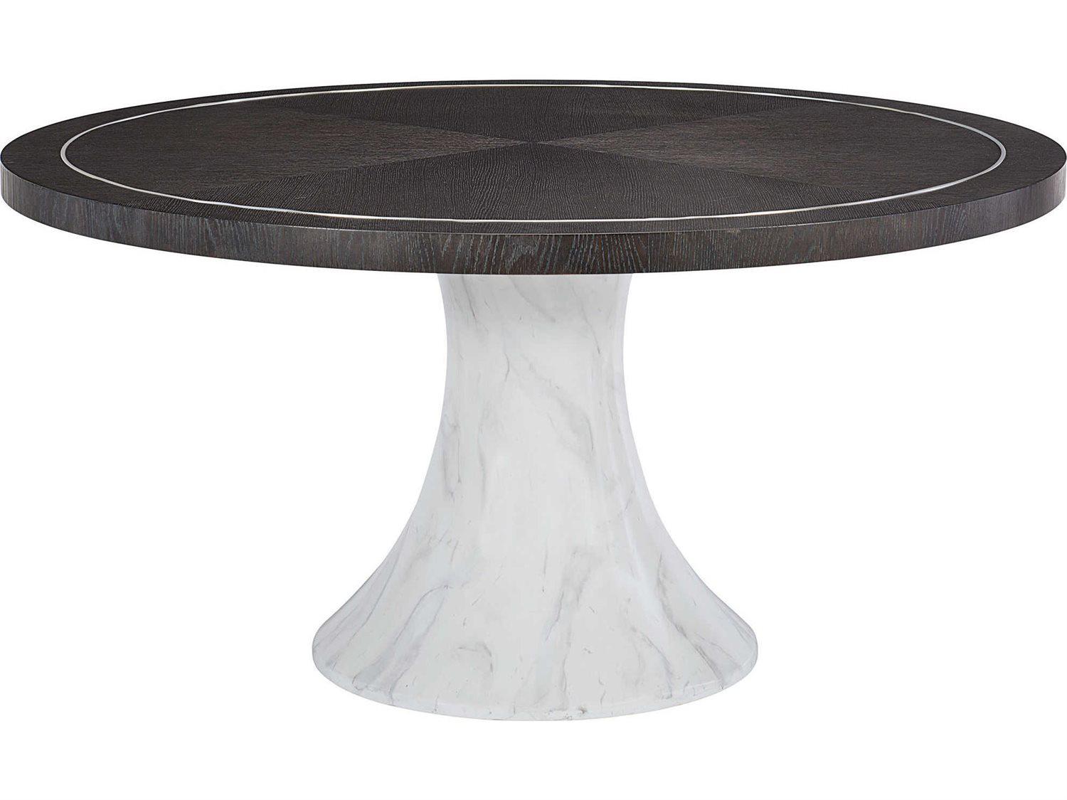 Bernhardt Decorage Round Wood Cerused Mink Silver Mist Dining Table