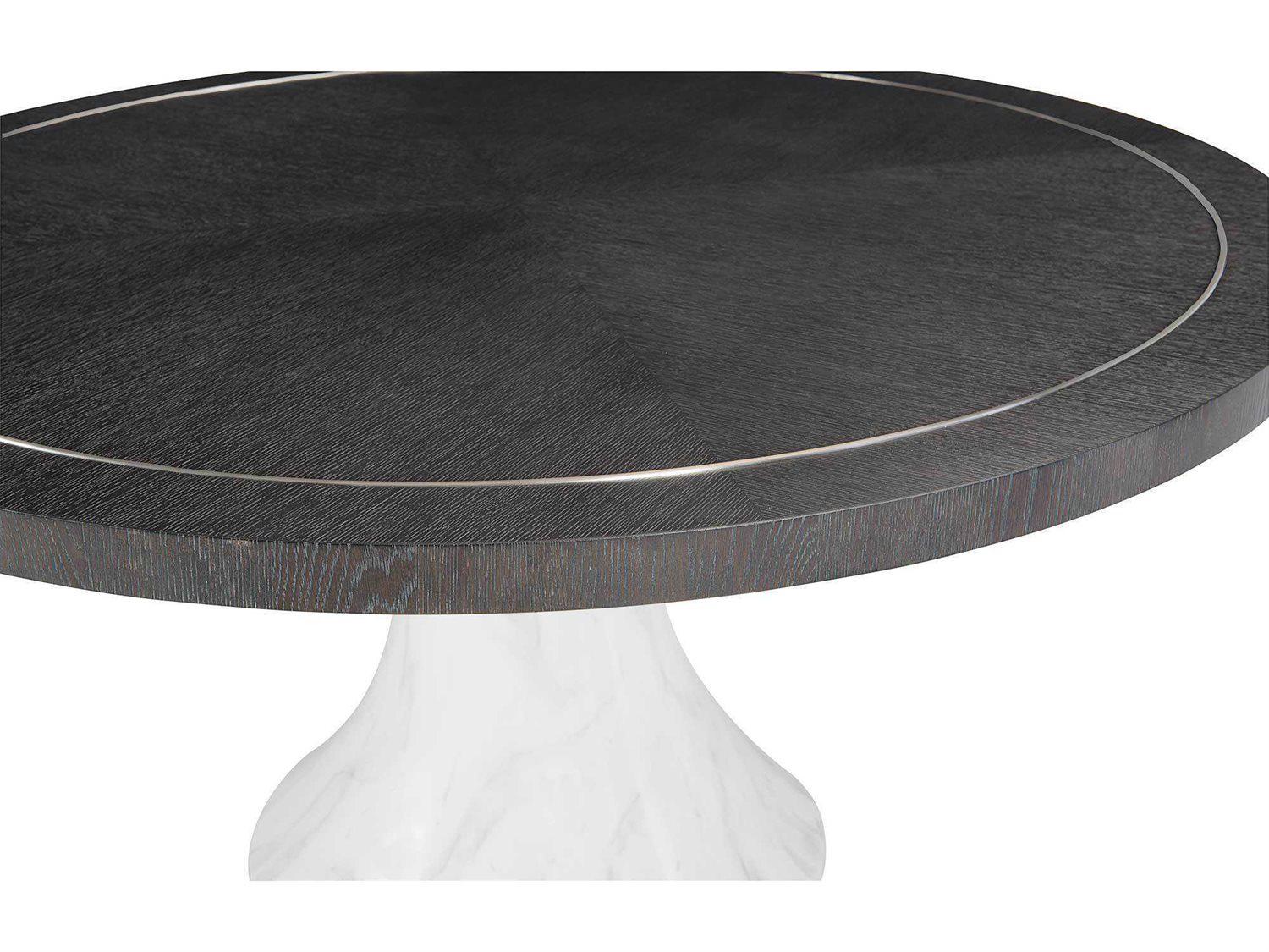 Bernhardt Decorage Round Wood Cerused Mink Silver Mist Dining Table
