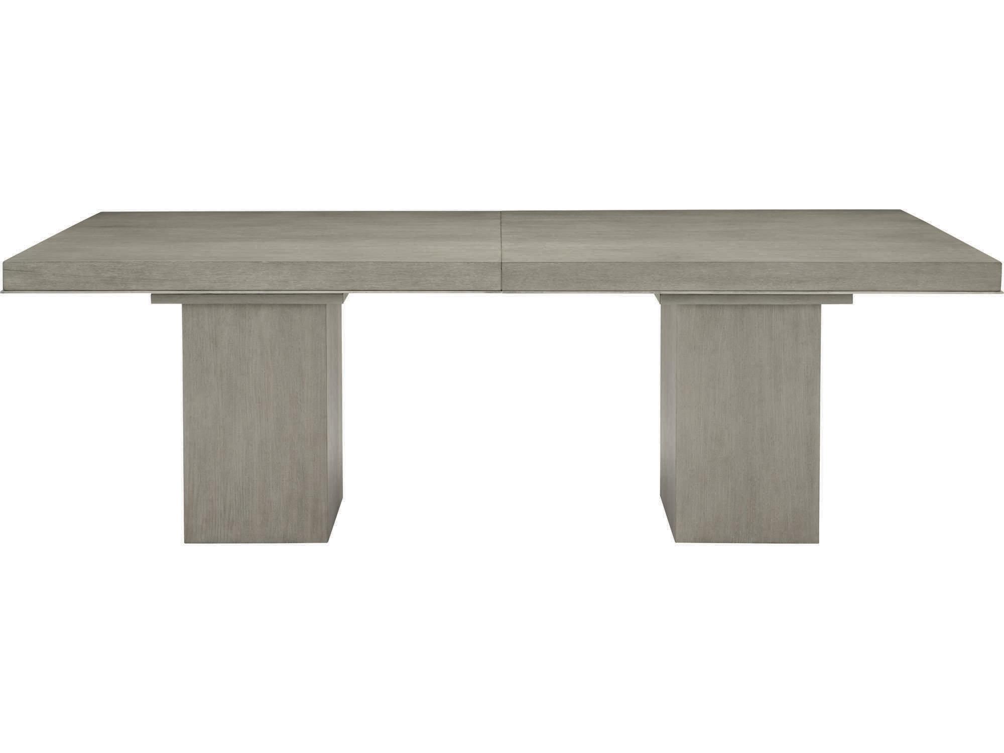 Bernhardt Linea Rectangular Wood Cerused Greige Textured Graphite Metal Dining Table